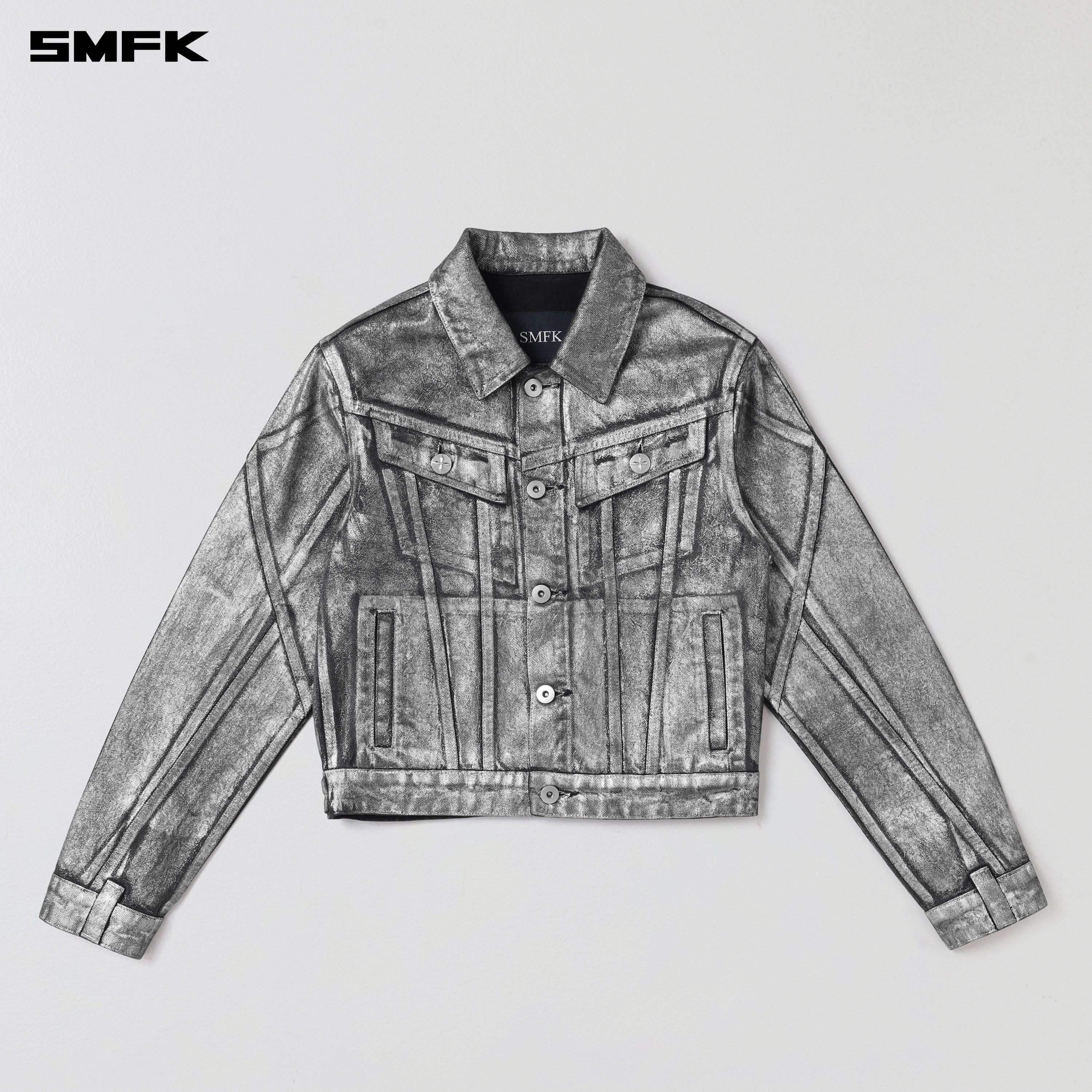 WILD MIRAGE SLIM DENIM JACKET/COTTON SILVER NEBULA