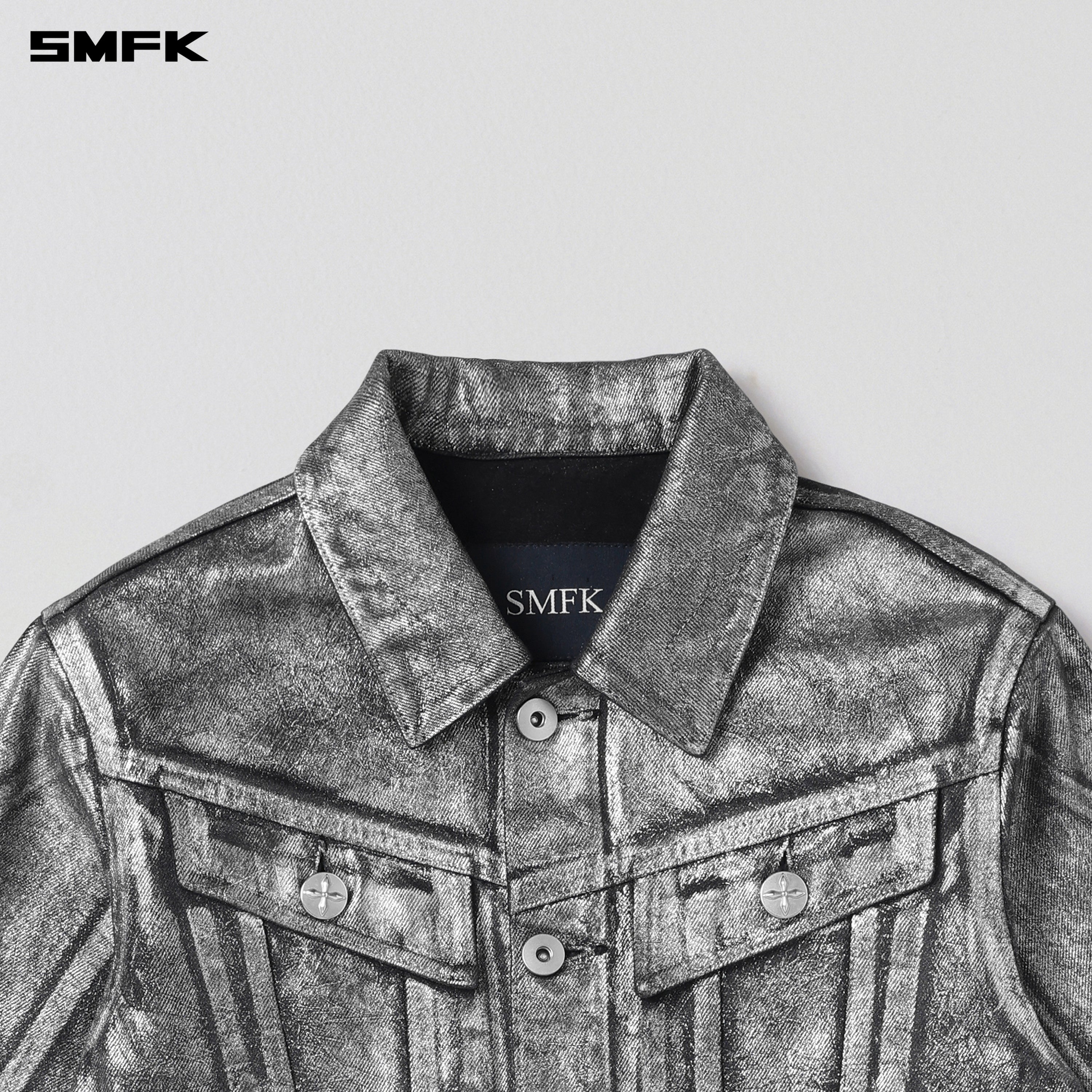 WILD MIRAGE SLIM DENIM JACKET/COTTON SILVER NEBULA