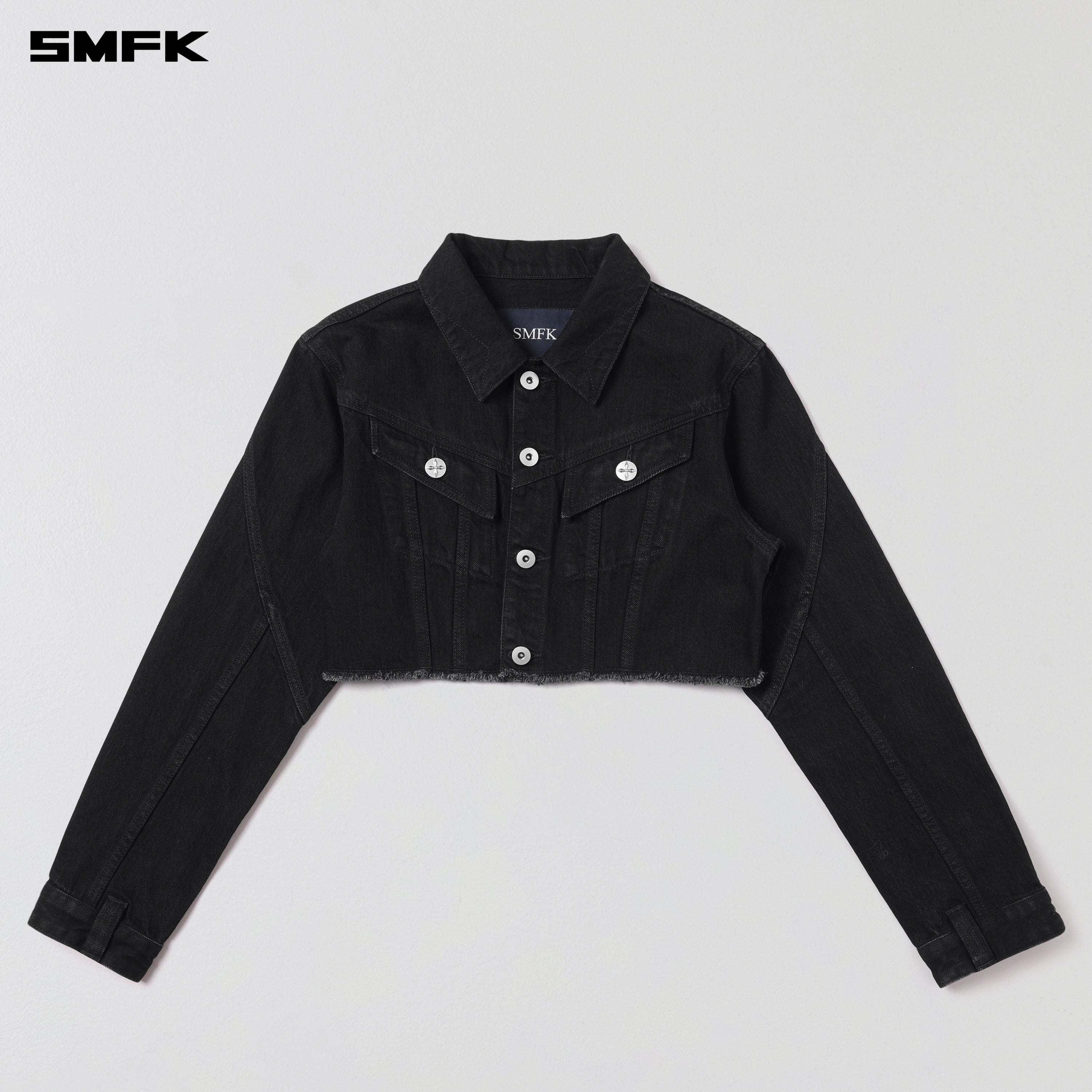 WILD MIRAGE HORT DENIM JACKET/COTTON WILD BLACK