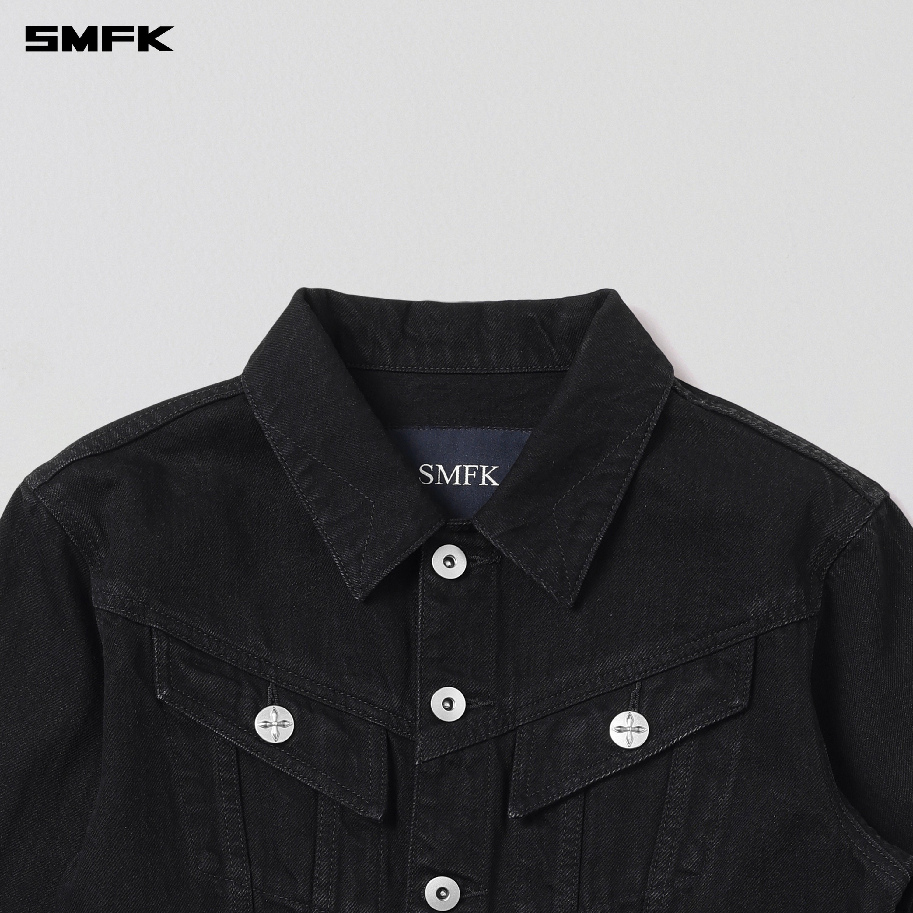 WILD MIRAGE HORT DENIM JACKET/COTTON WILD BLACK
