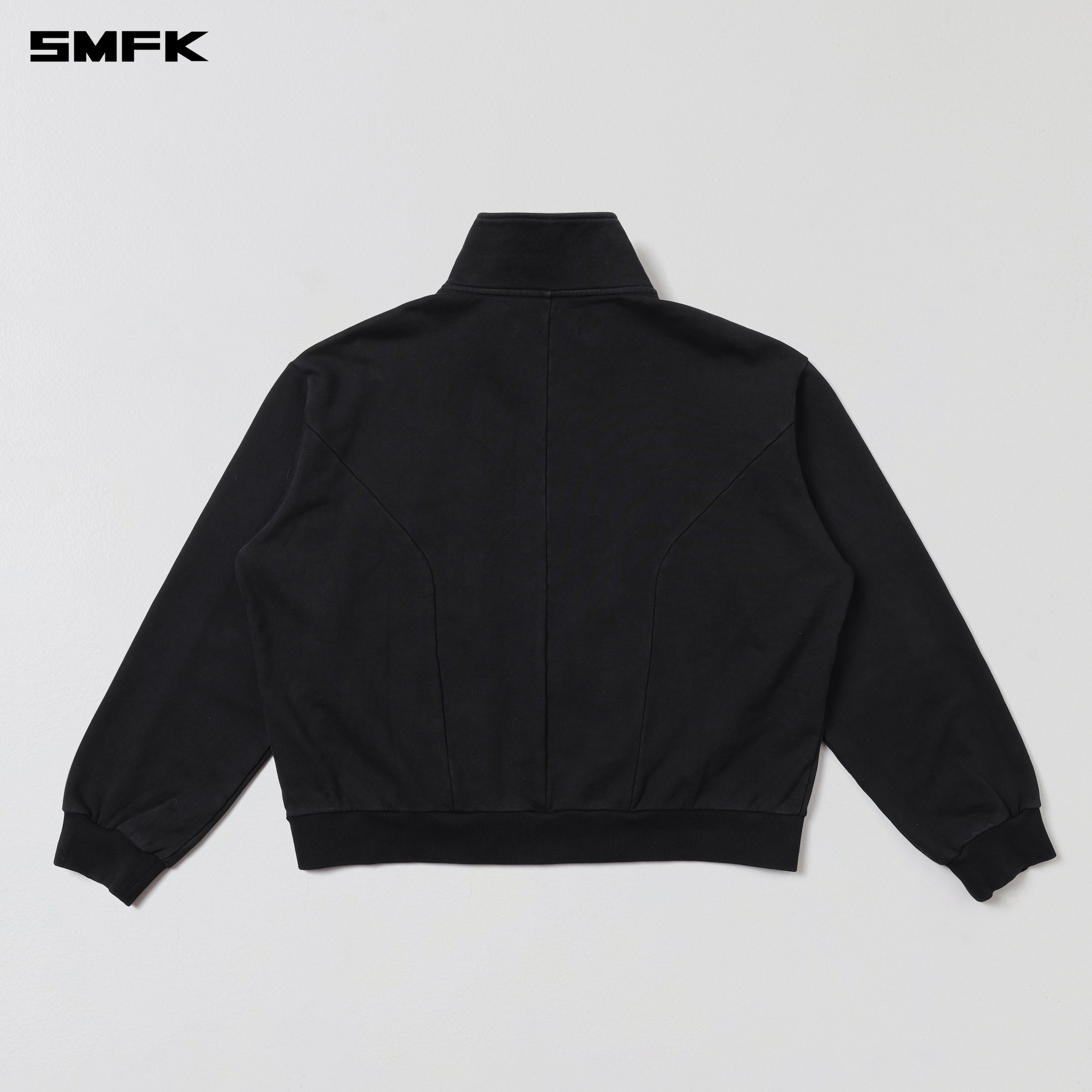 VINTAGE MUSE LOOSE ZIPPER SPORTS JACKET/COTTON WILD BLACK
