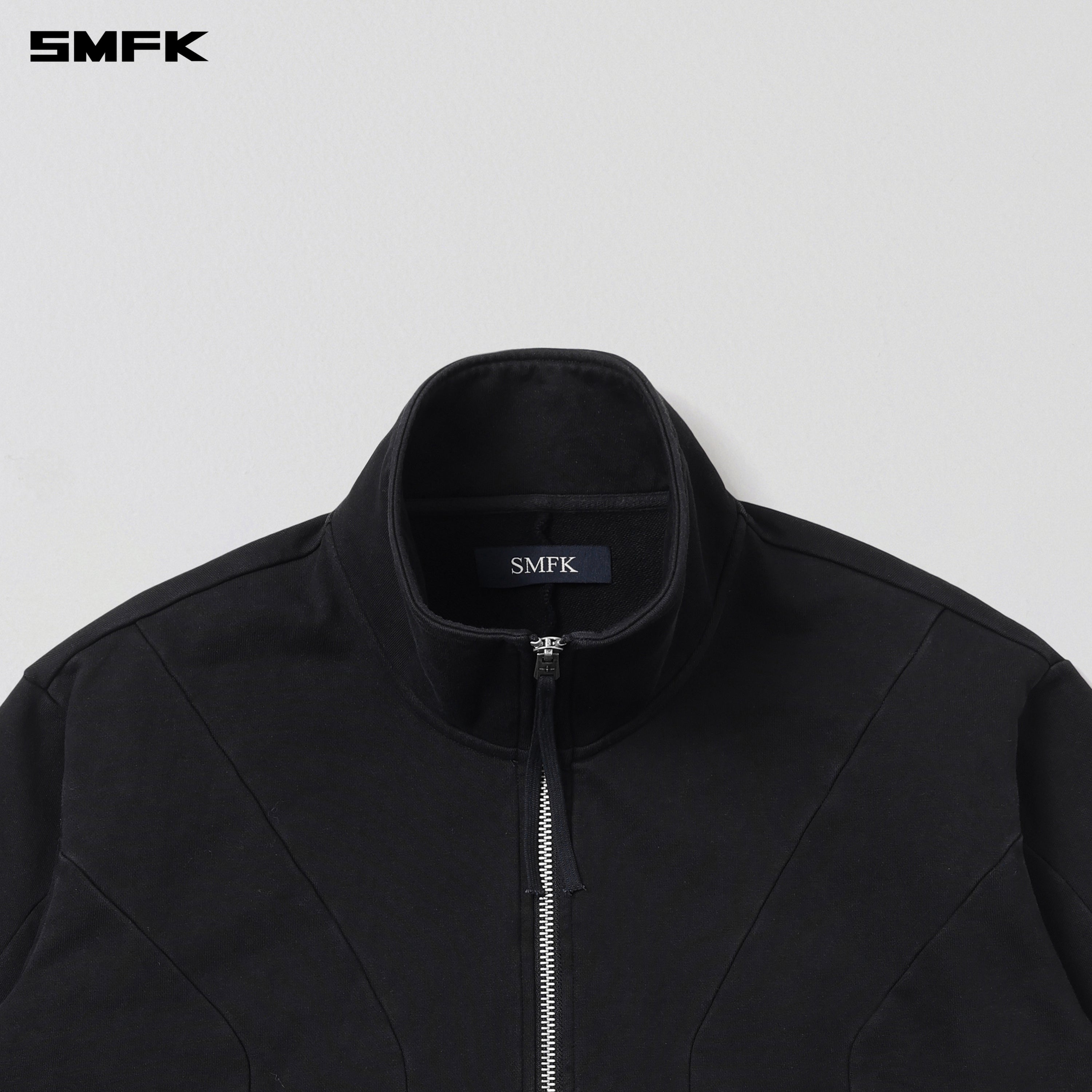 VINTAGE MUSE LOOSE ZIPPER SPORTS JACKET/COTTON WILD BLACK