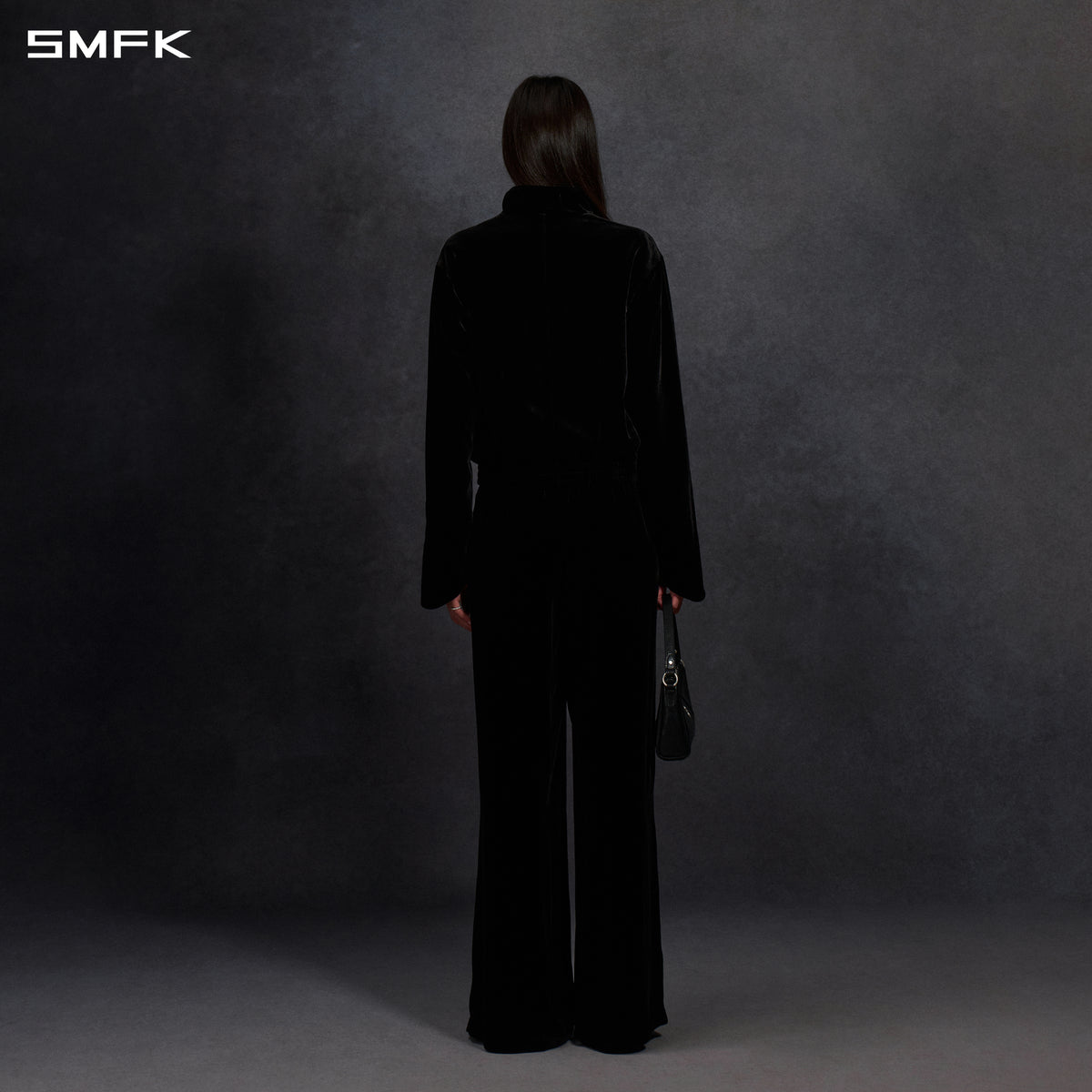 MYTH AEOLUS SYMMETRY VELVET TRAINING JACKET /SILK VELVET/U BLACK VELVET