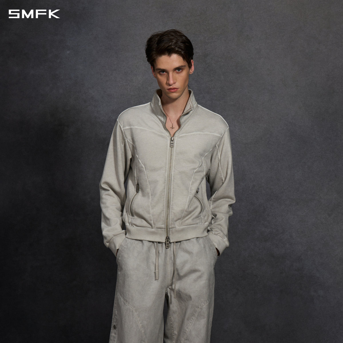 MYTH AEOLUS EVOLVE SLIM COLLAR JACKET /COLD DYE/U CLOUD GREY