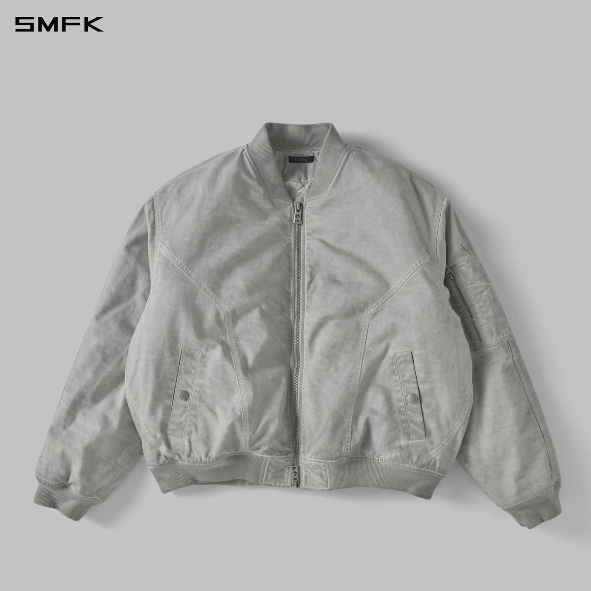 VINTAGE NOMADIC LOOSE QUILTED BOMBER/GARMENT WASH DYE+3M Thinsulate MIST GREY