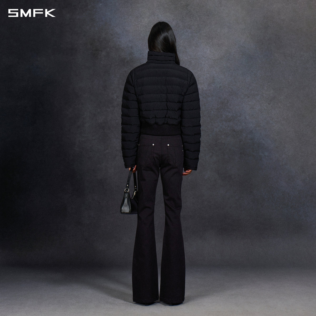 MYTH AEOLUS EVOLVE REVERSIBLE STAND-COLLAR DOWN JACKET/ GOOSE DOWN+NYLON 66/W WILD BLACK