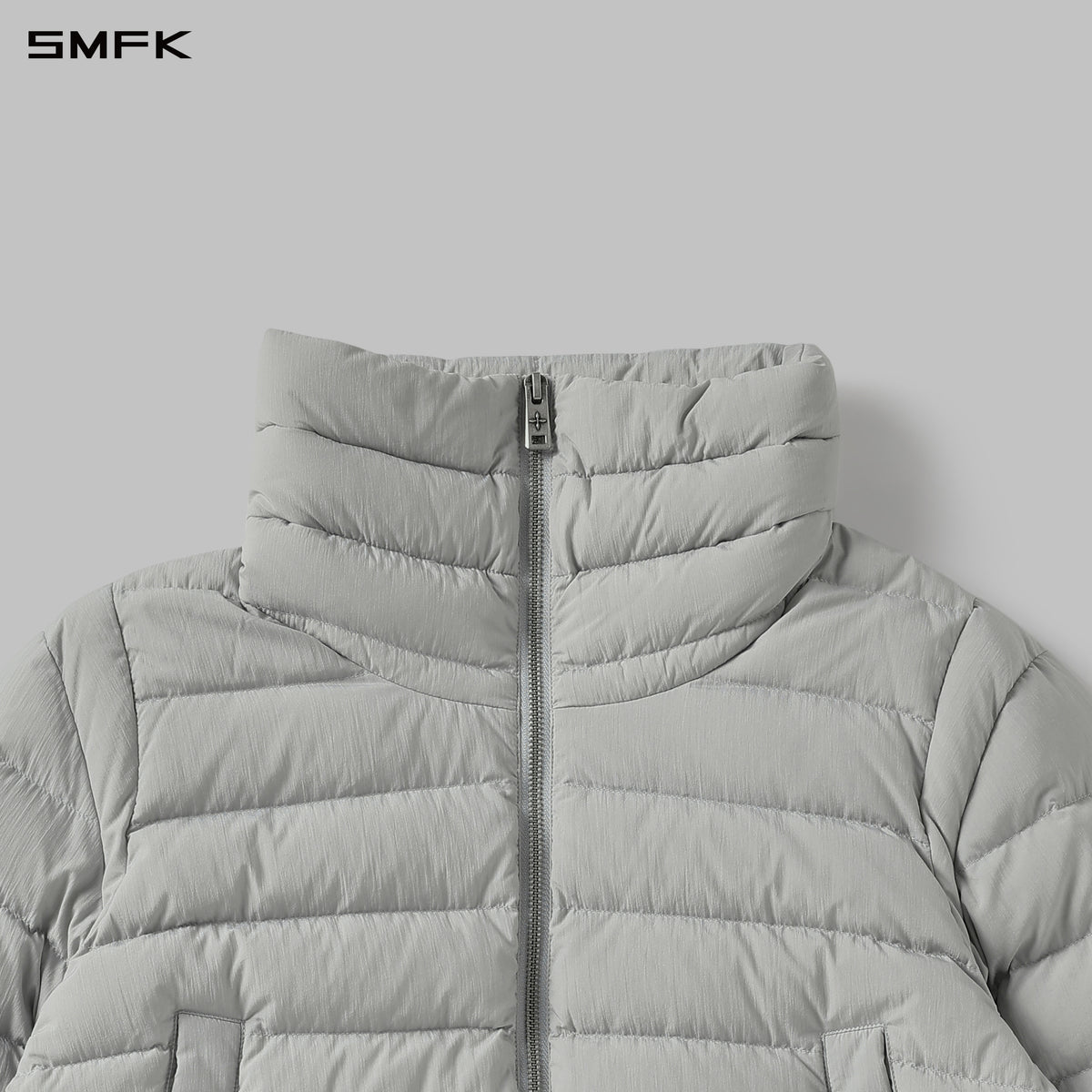 MYTH AEOLUS EVOLVE REVERSIBLE STAND-COLLAR DOWN JACKET/ GOOSE DOWN+NYLON 66/W MIST GREY