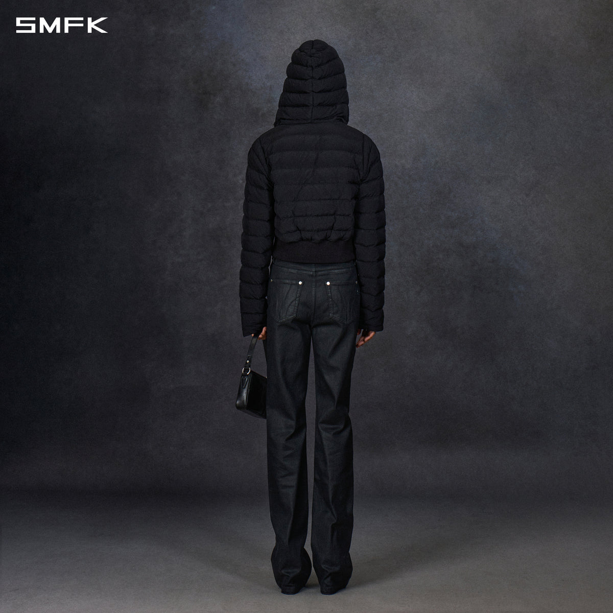 MYTH AEOLUS EVOLVE REVERSIBLE HOODED DOWN JACKET/ GOOSE DOWN+NYLON 66/W WILD BLACK