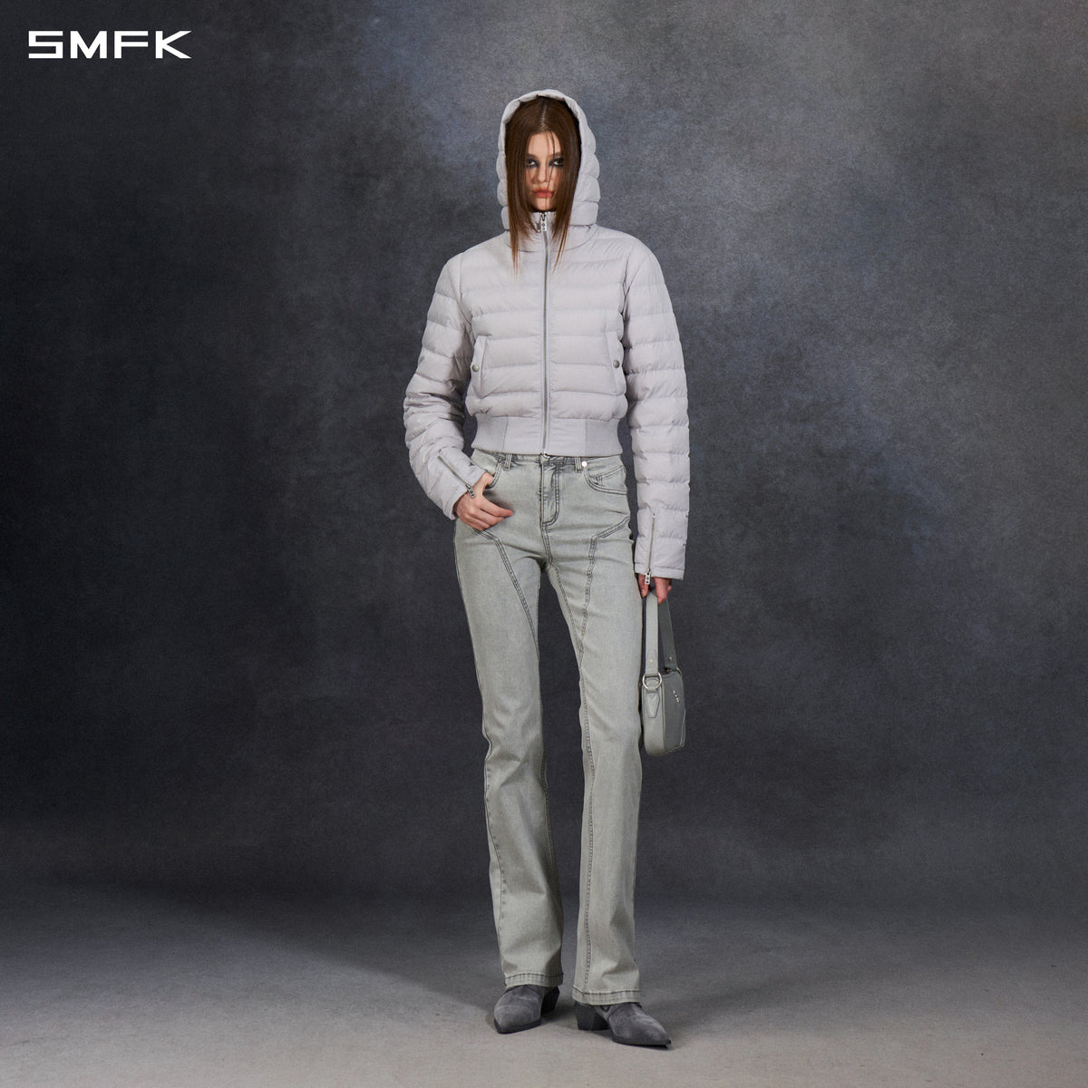 MYTH AEOLUS EVOLVE REVERSIBLE HOODED DOWN JACKET/ GOOSE DOWN+NYLON 66/W MIST GREY