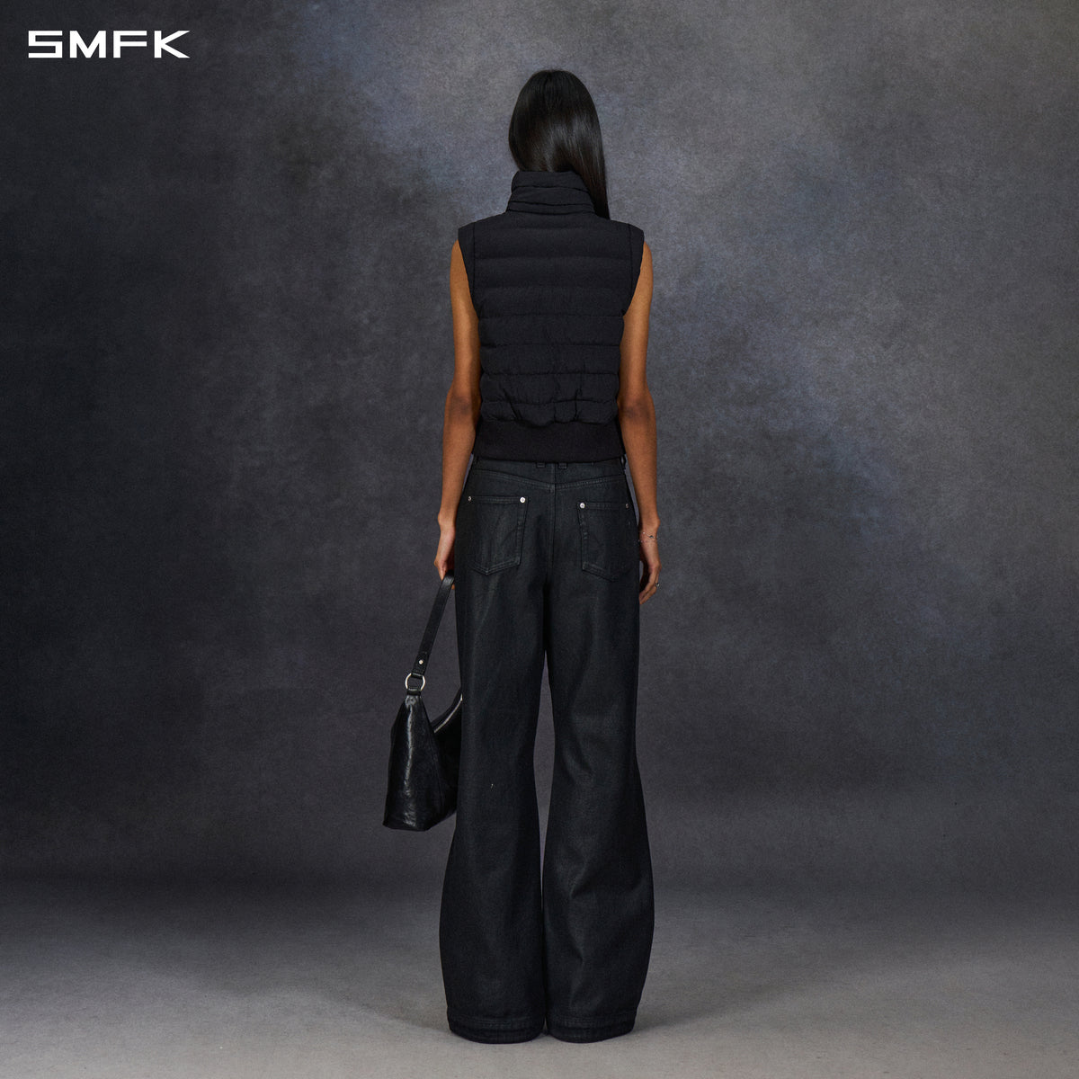 MYTH AEOLUS EVOLVE REVERSIBLE DOWN VEST/GOOSE DOWN+NYLON 66/W WILD BLACK