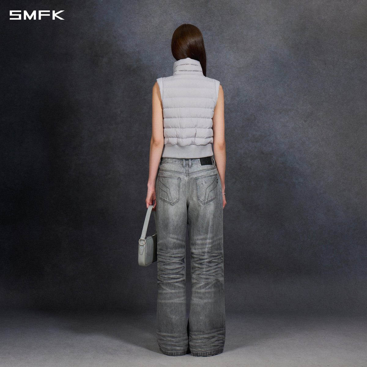 MYTH AEOLUS EVOLVE REVERSIBLE DOWN VEST/GOOSE DOWN+NYLON 66/W MIST GREY