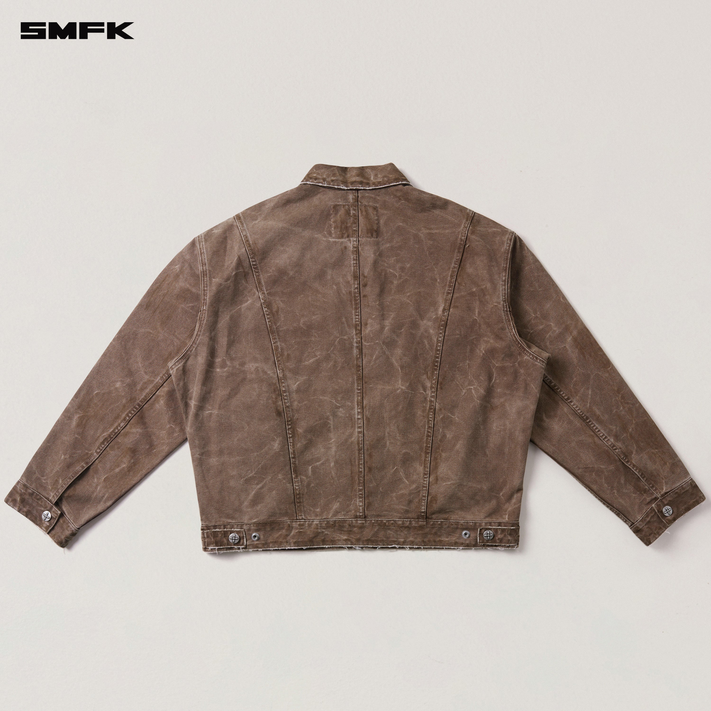 RAGE-WILD ORIGIN HANDCRAFT LOOSE CARGO JACKET/GARMENT DYED SHADOW BROWN
