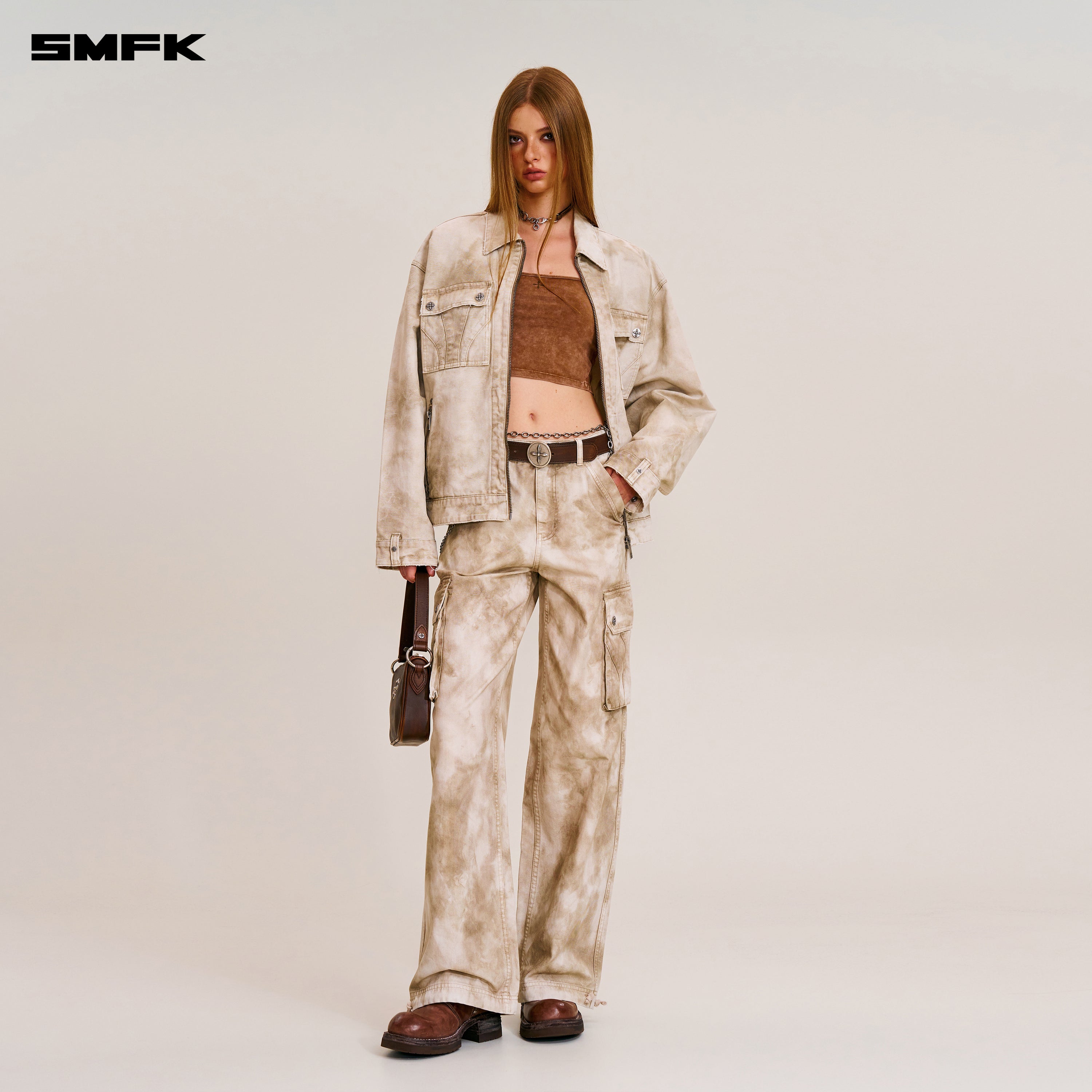 RAGE-WILD ORIGIN HANDCRAFT LOOSE CARGO JACKET/GARMENT DYED WILD BROWN