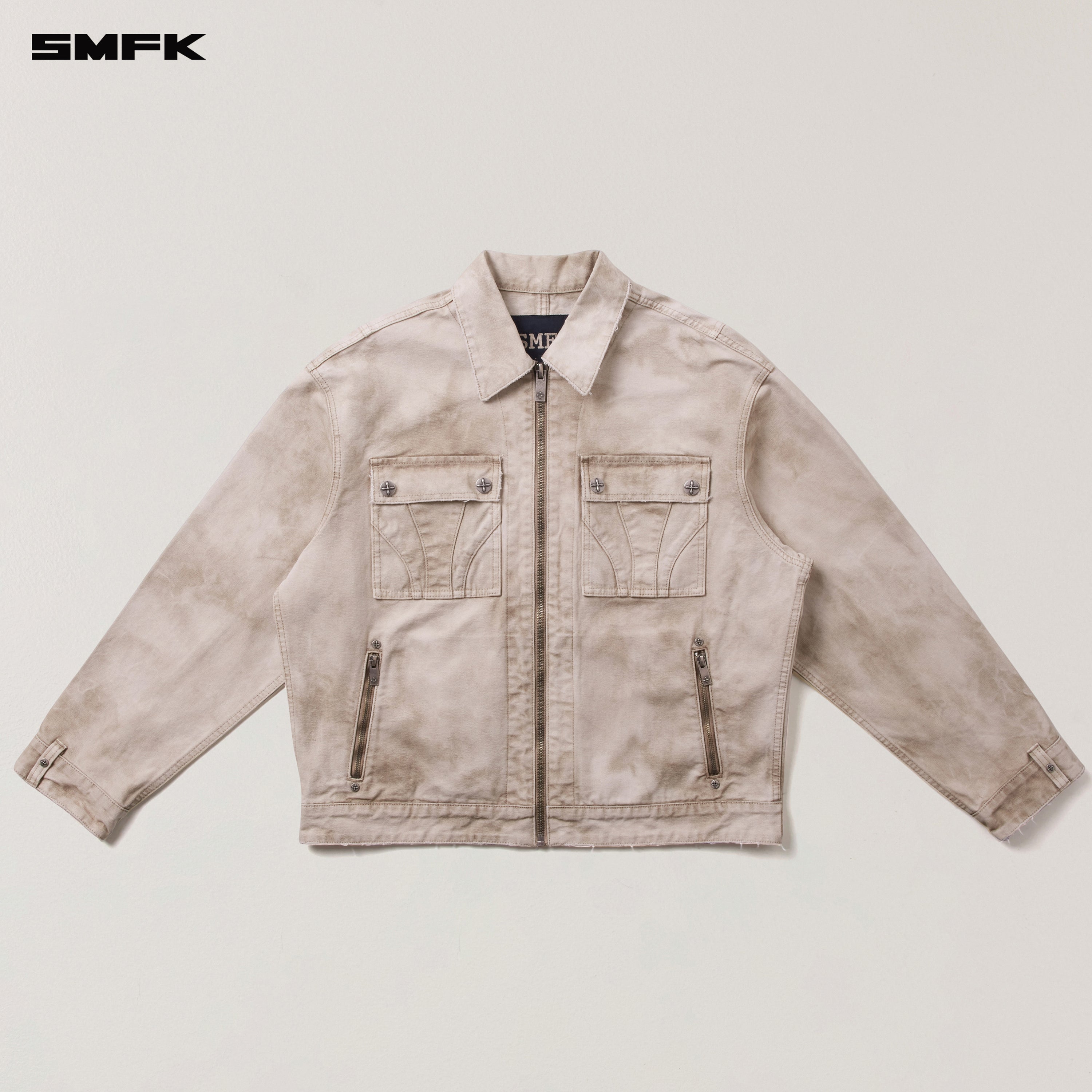 RAGE-WILD ORIGIN HANDCRAFT LOOSE CARGO JACKET/GARMENT DYED WILD BROWN