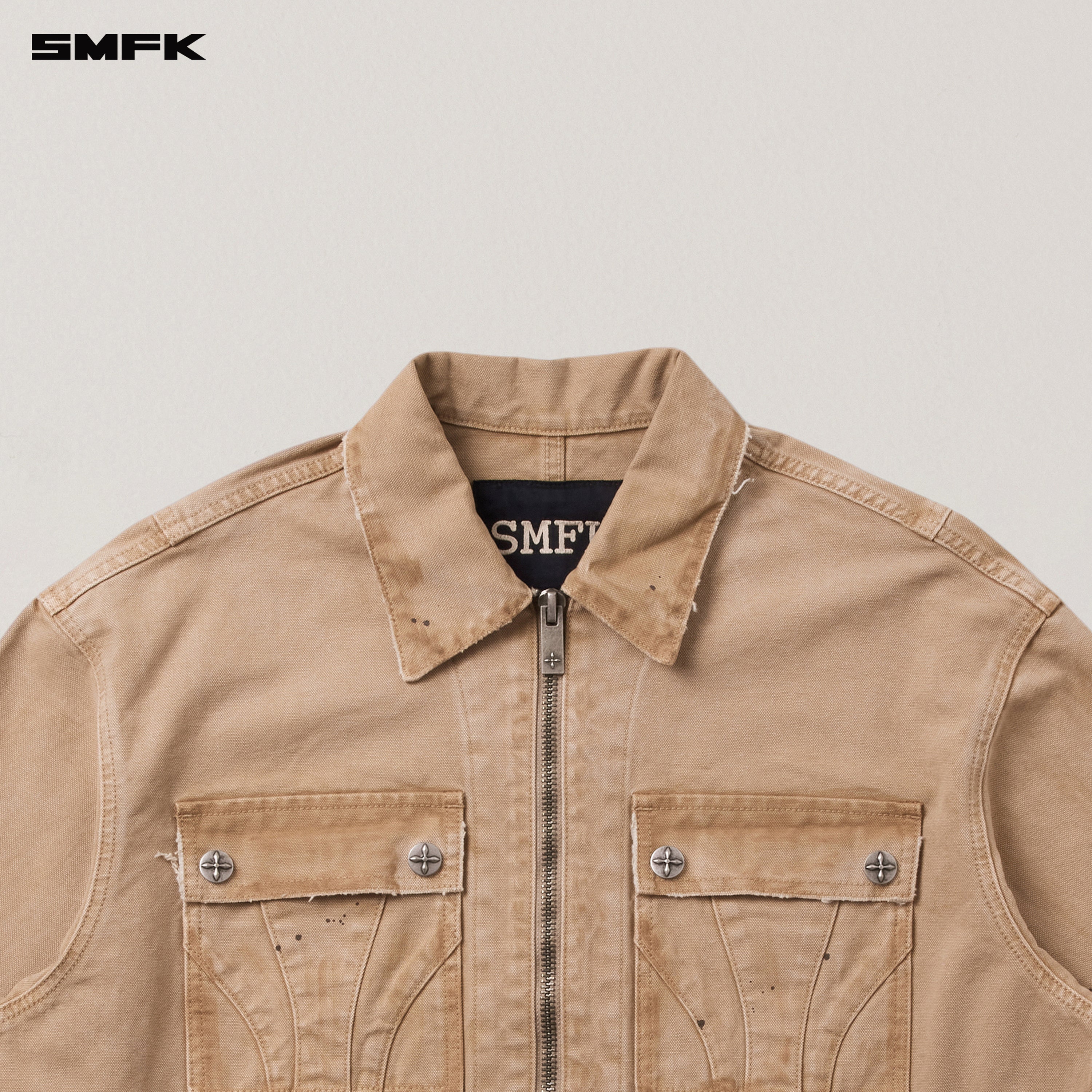 RAGE-WILD ORIGIN HANDCRAFT LOOSE CARGO JACKET/GARMENT DYED SAND