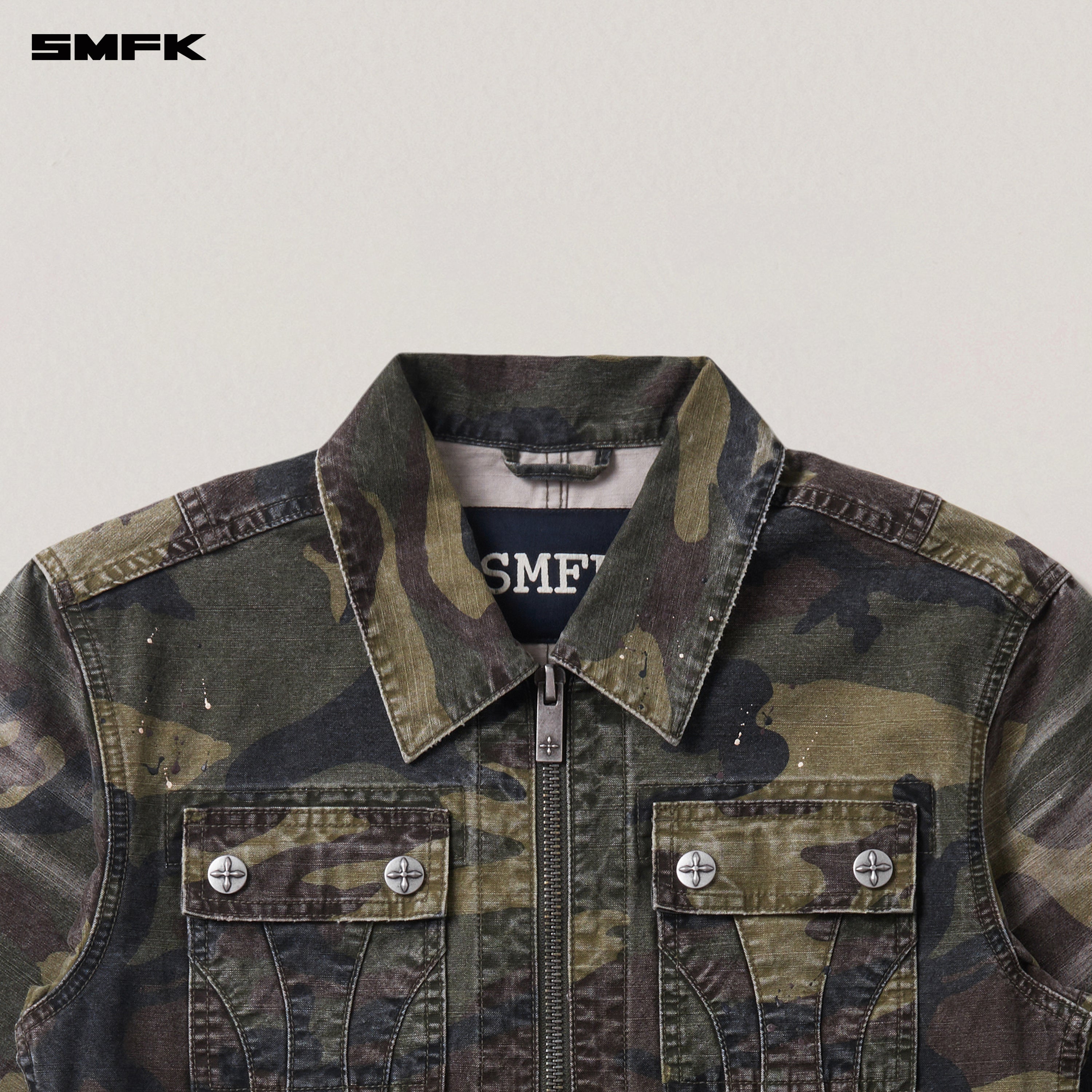 RAGE-WILD ORIGIN HANDCRAFT ENGINEER JACKET/GARMENT DYED ARMY GREEN CAMOUFLAGE