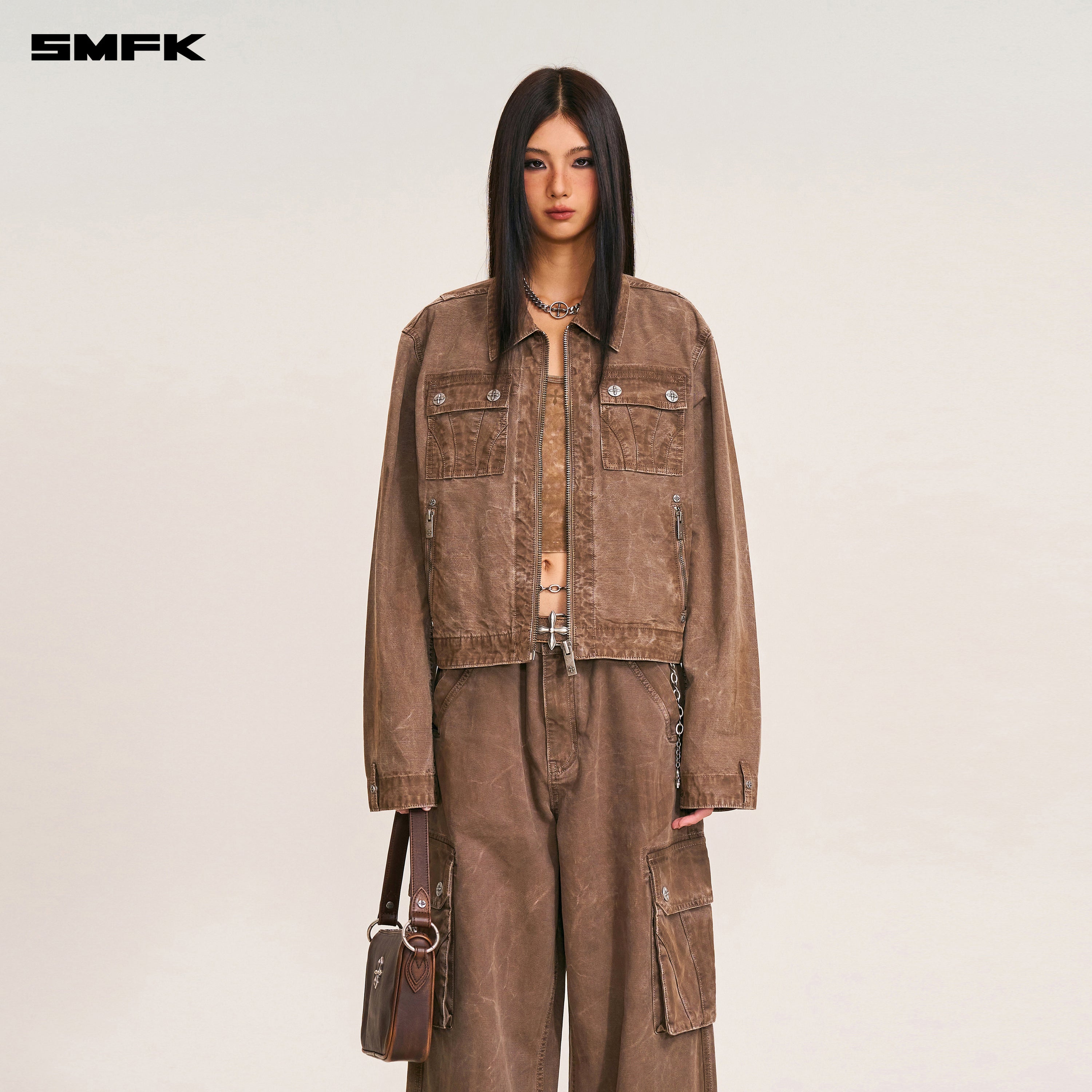 RAGE-WILD ORIGIN HANDCRAFT ENGINEER JACKET/GARMENT DYED SHADOW BROWN