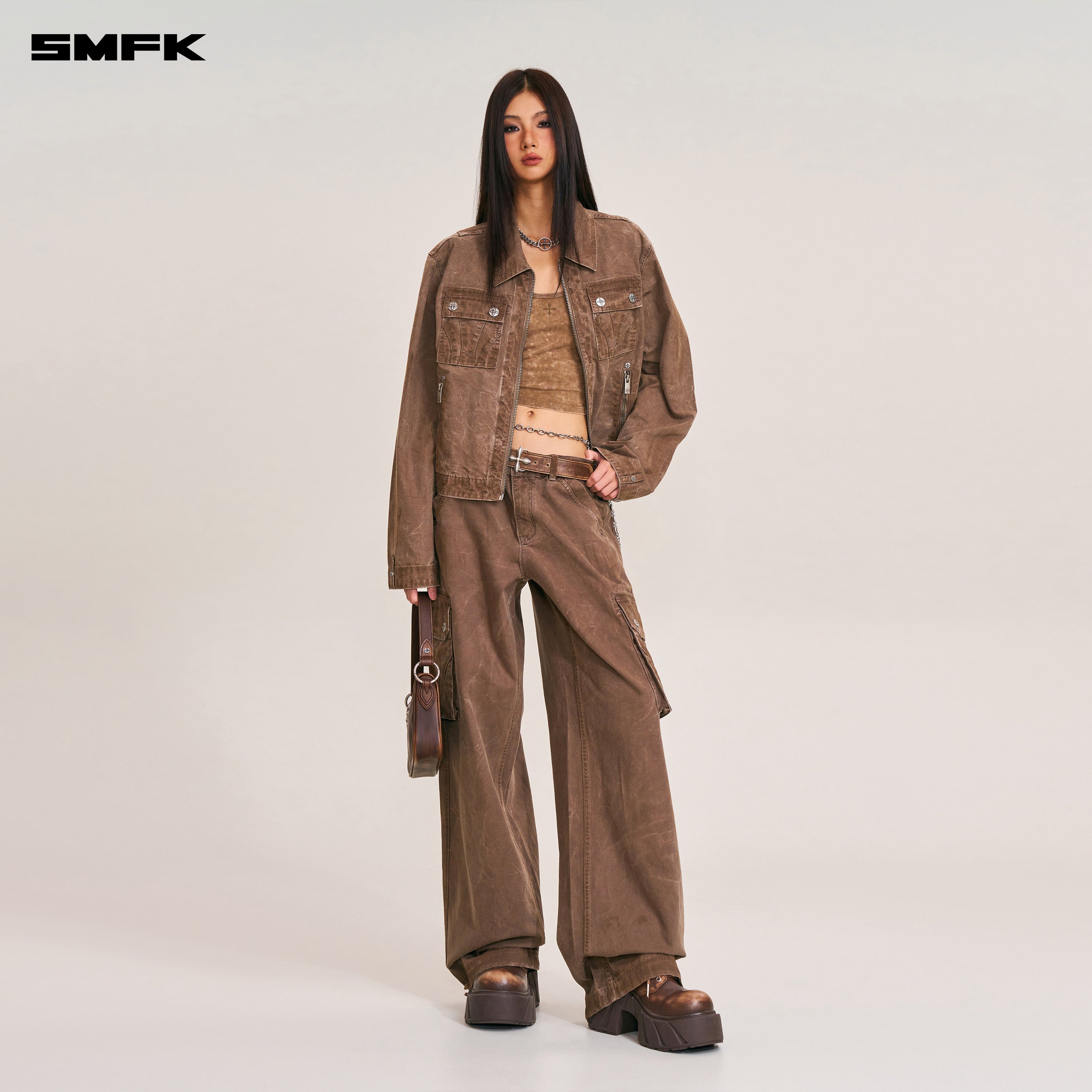 RAGE-WILD ORIGIN HANDCRAFT ENGINEER JACKET/GARMENT DYED SHADOW BROWN