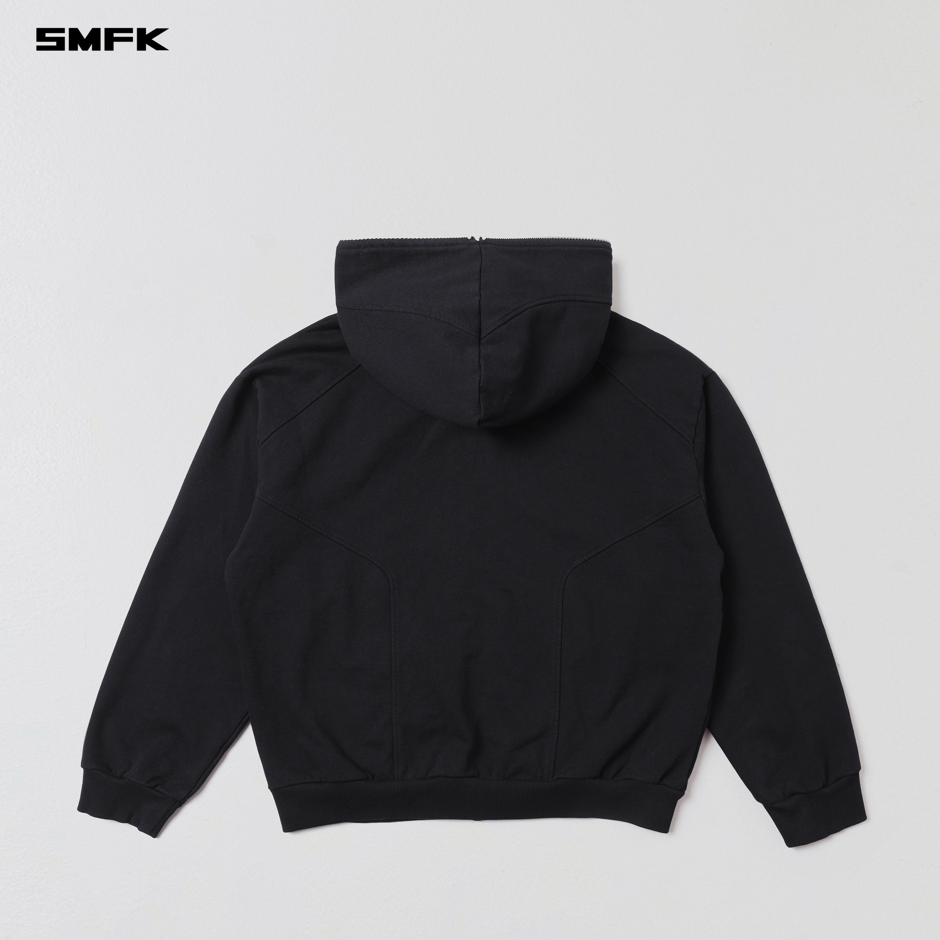 PERMANENT MUSE LOOSE ZIP HOODIE/COTTON WOOL WILD BLACK