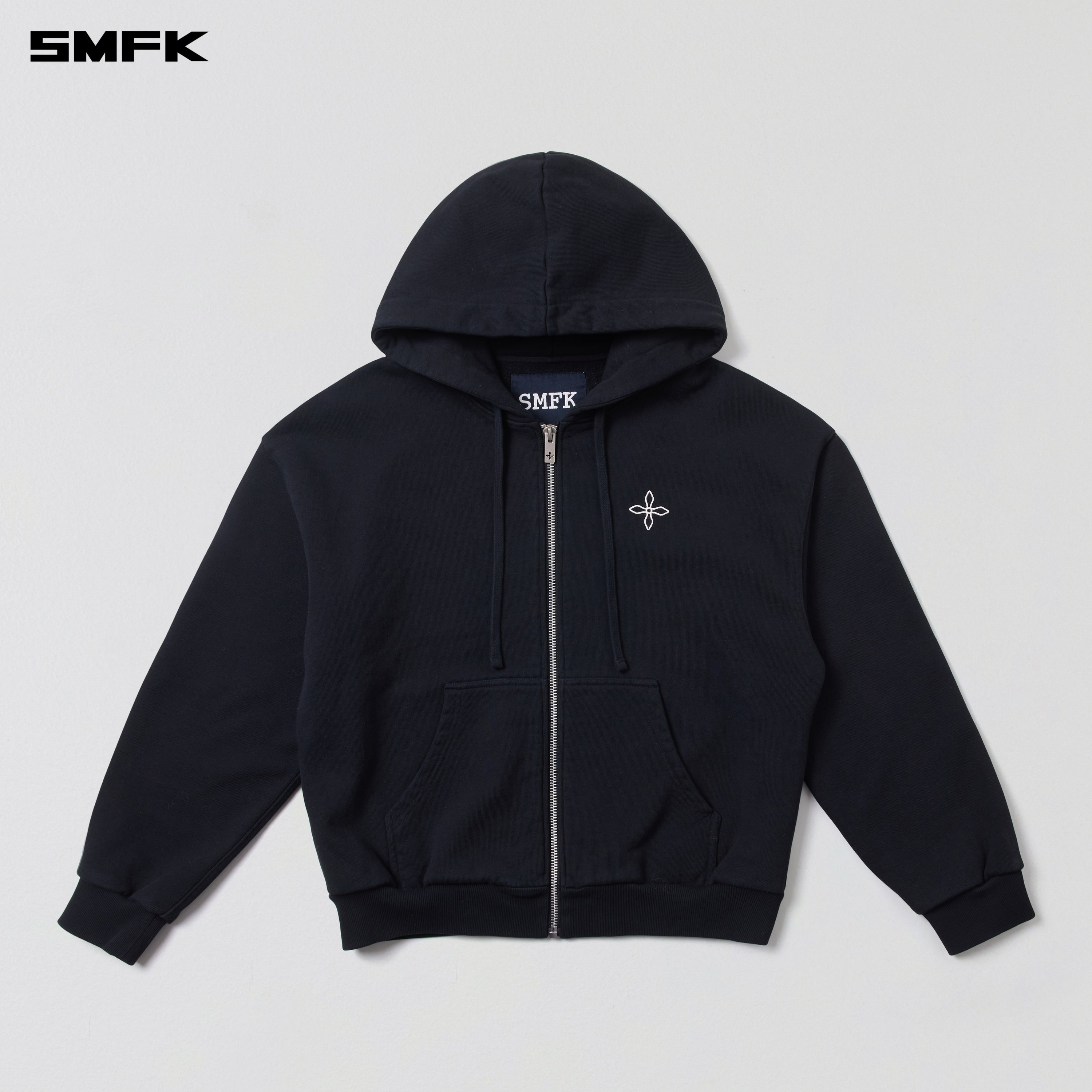 COMPASS MODE LOOSE ZIP HOODIE WILD BLACK