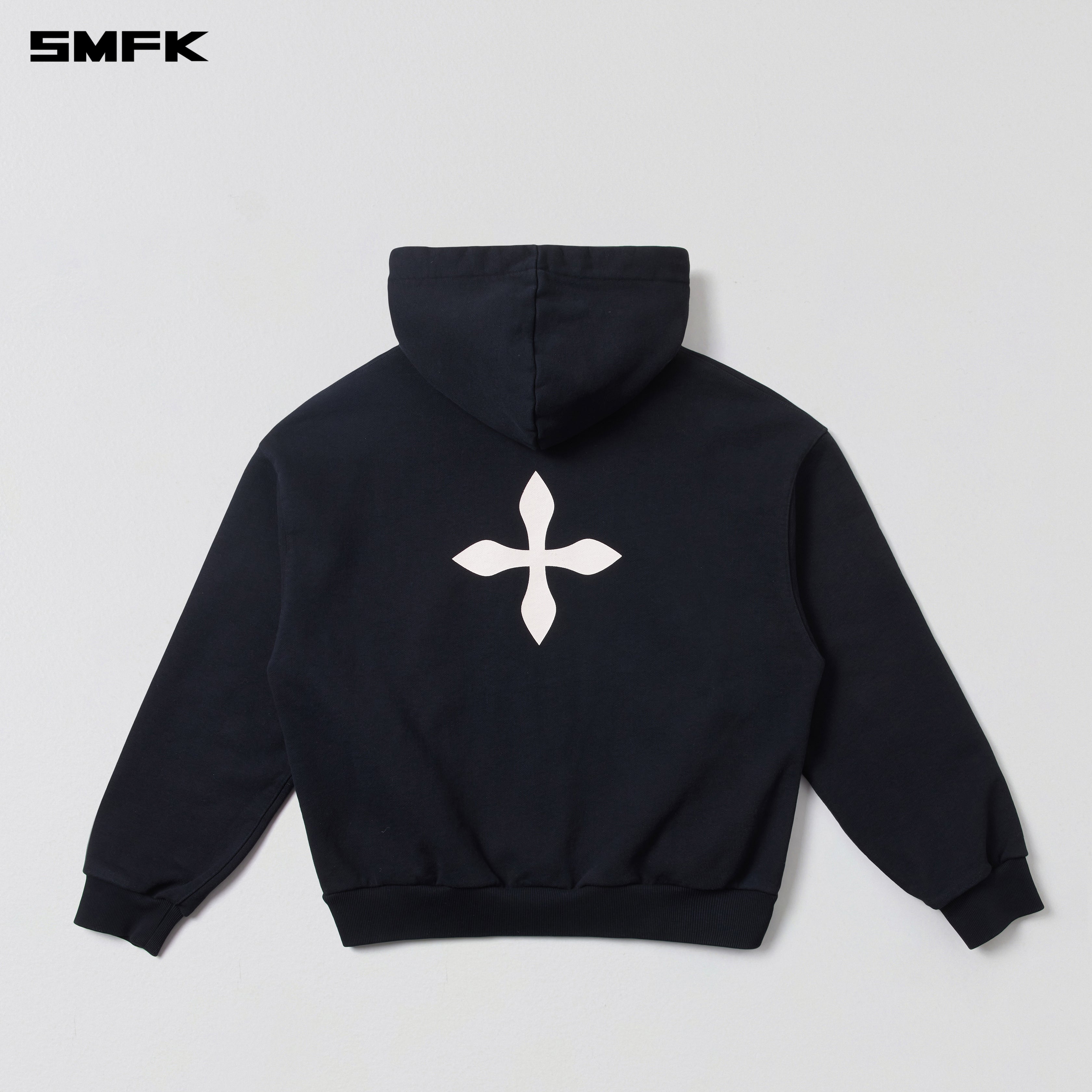 COMPASS MODE LOOSE ZIP HOODIE WILD BLACK – SMFK Official
