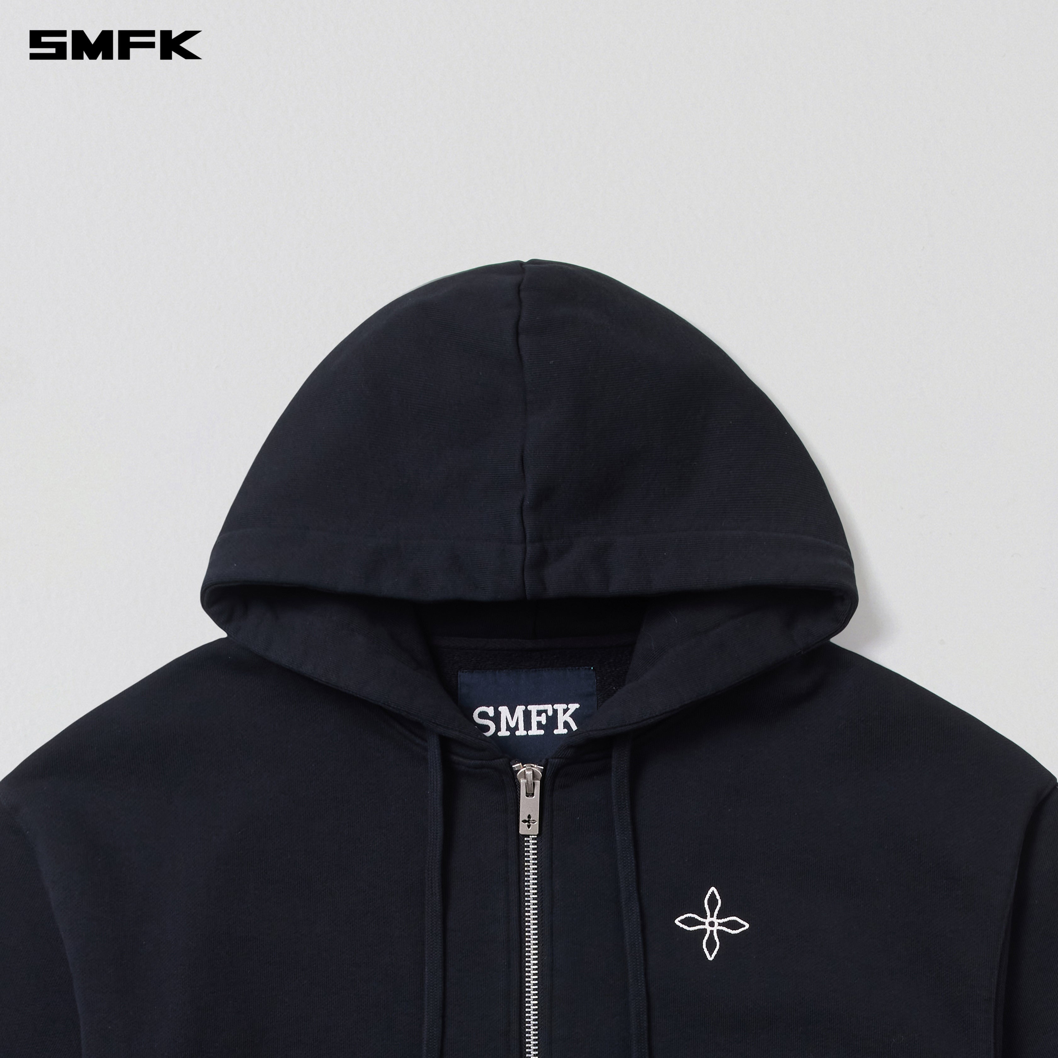 COMPASS MODE LOOSE ZIP HOODIE WILD BLACK – SMFK Official