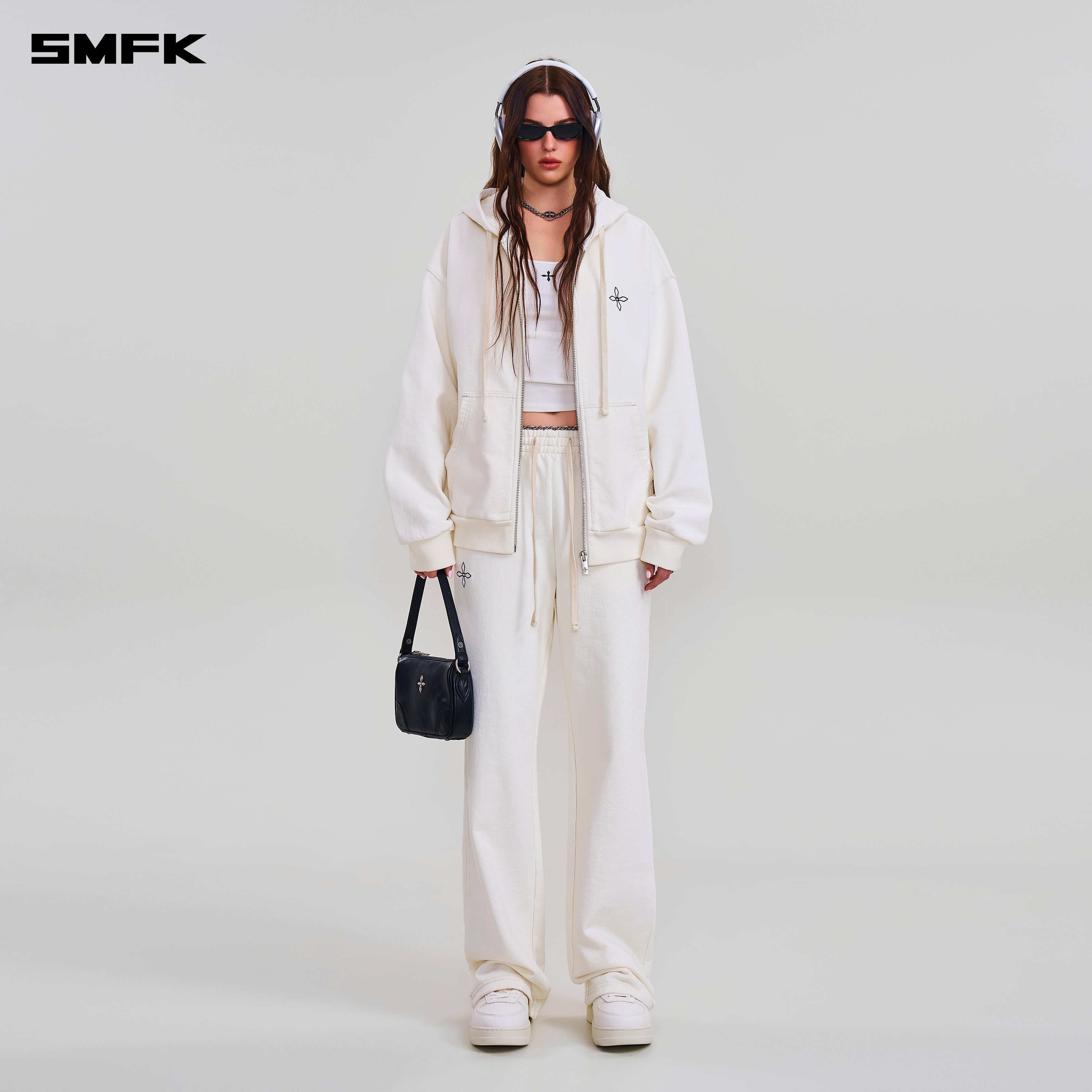 COMPASS MODE LOOSE ZIP HOODIE SNOW MOUNTAIN WHITE – SMFK Official