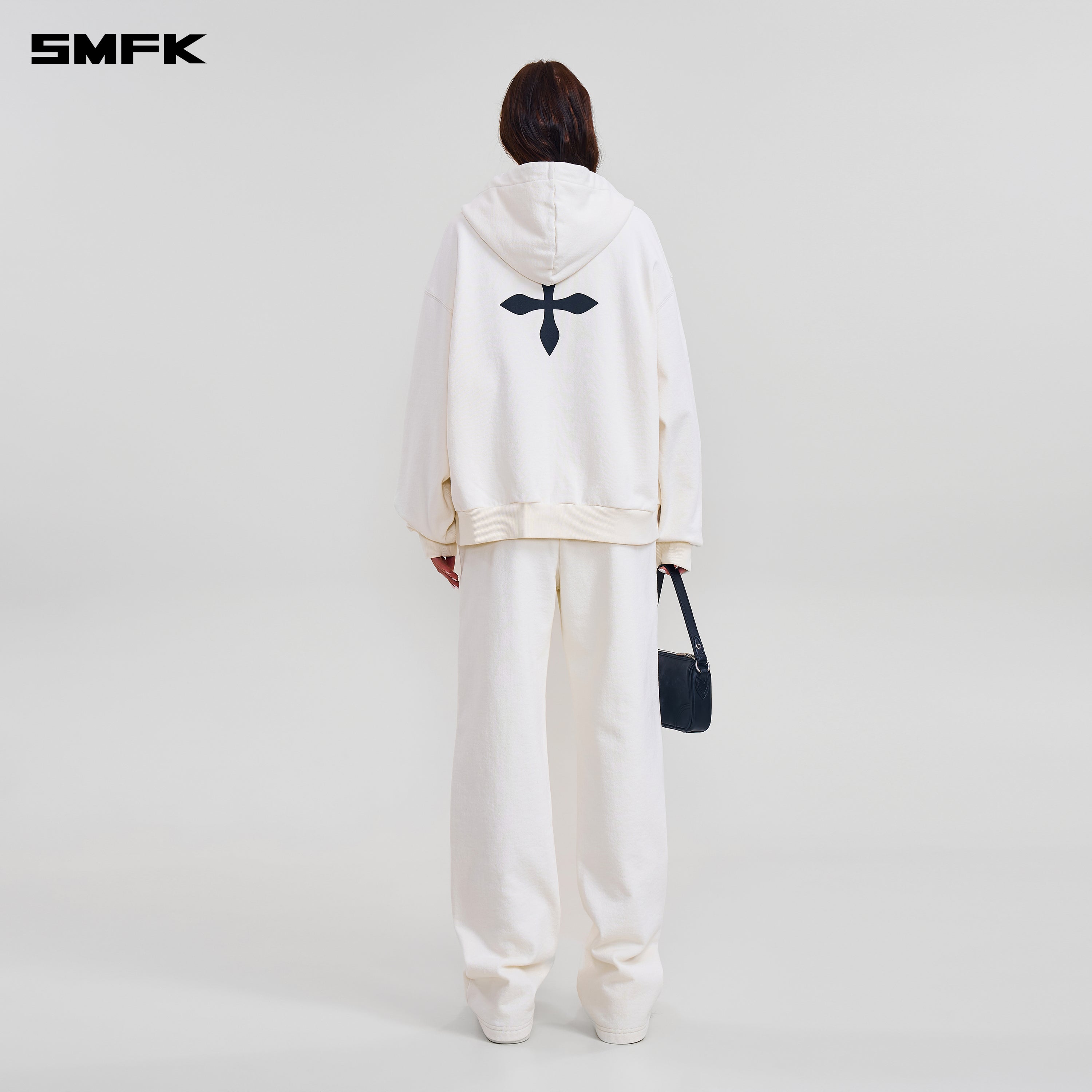 COMPASS MODE LOOSE ZIP HOODIE SNOW MOUNTAIN WHITE