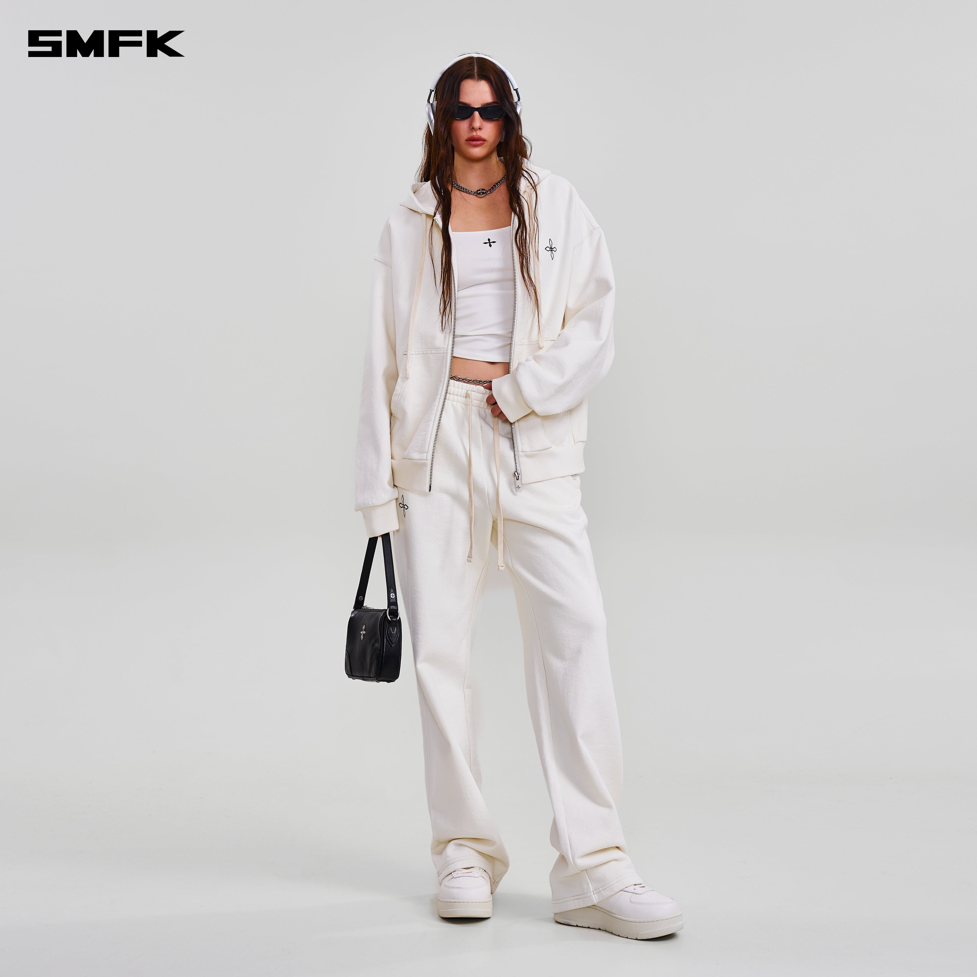 COMPASS MODE LOOSE ZIP HOODIE SNOW MOUNTAIN WHITE – SMFK Official