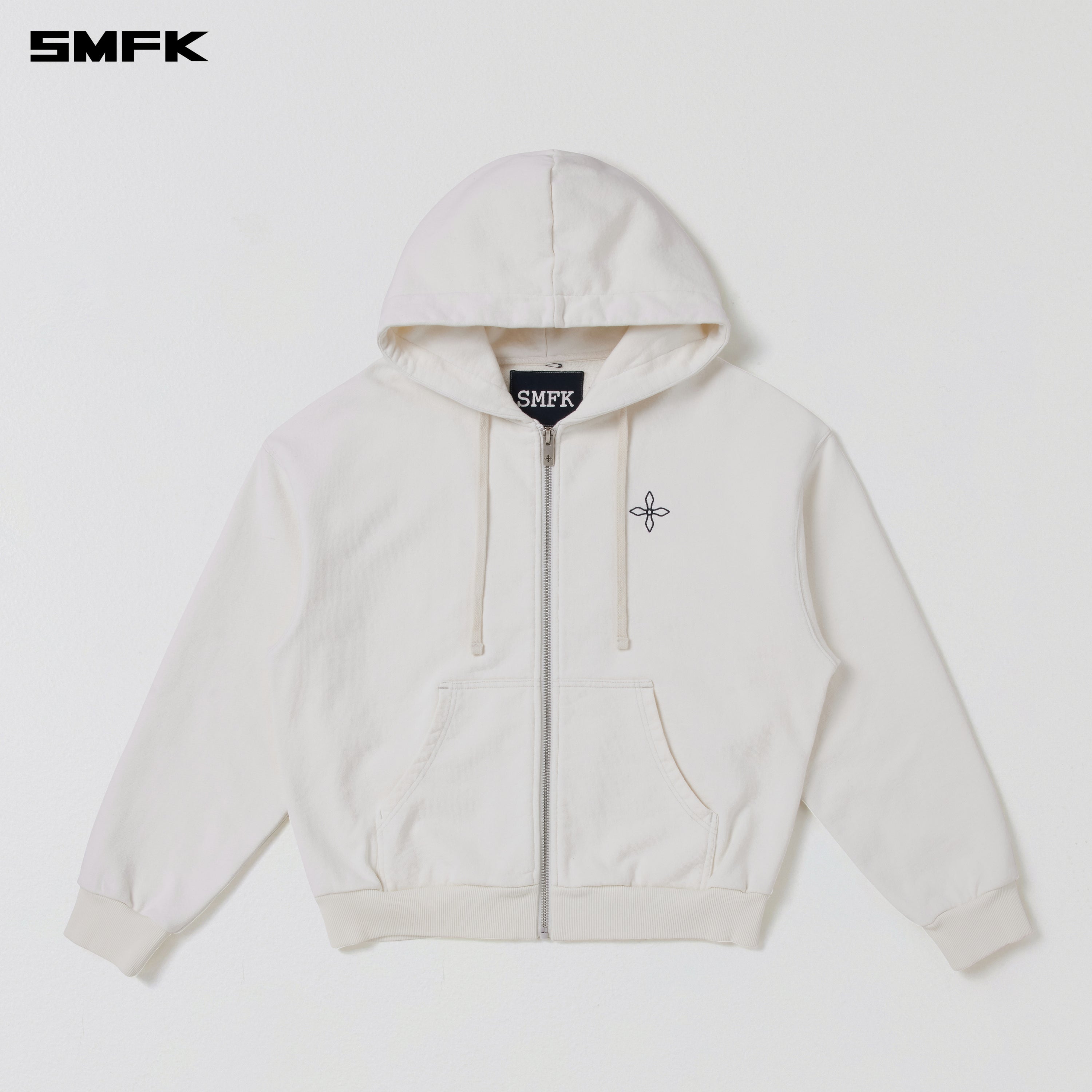 COMPASS MODE LOOSE ZIP HOODIE SNOW MOUNTAIN WHITE