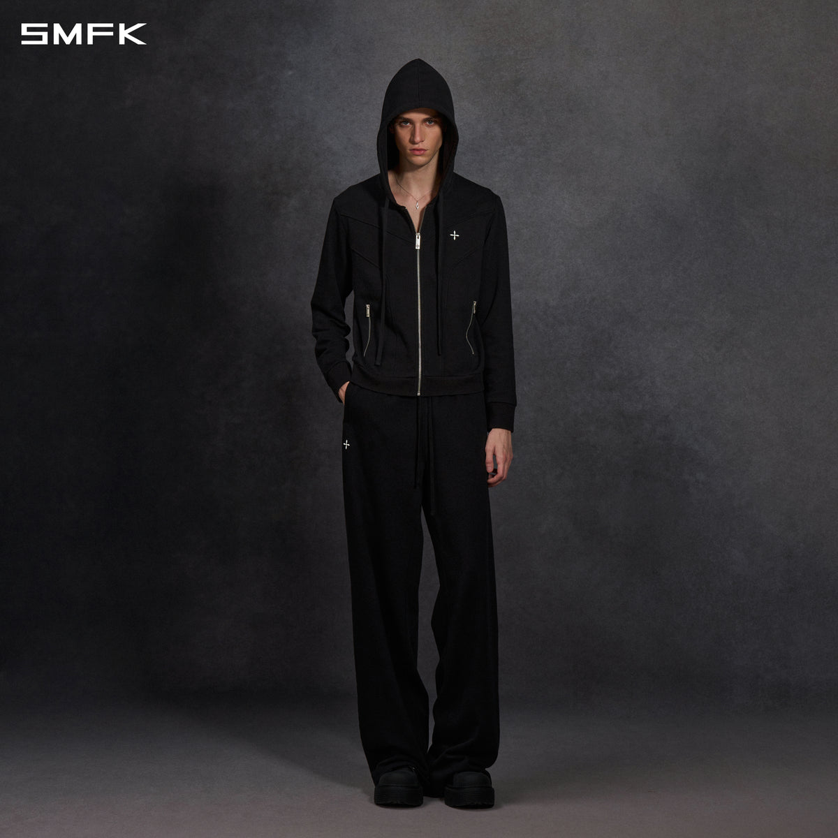 PERMANENT MODE LOOSE SPORTS HOODIE/COTTON/U WILD BLACK