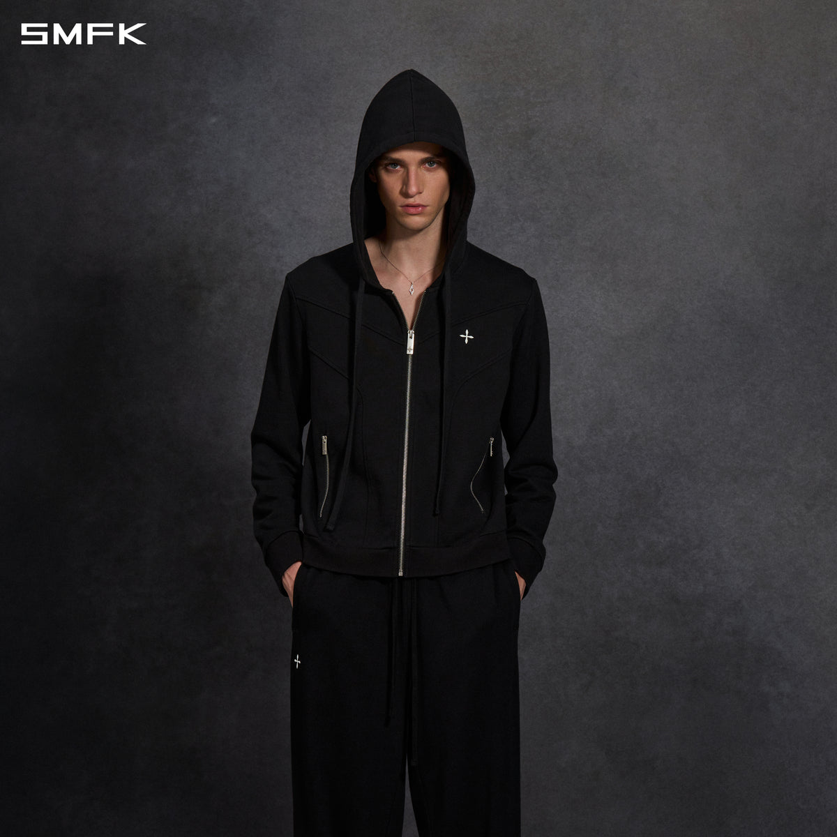 PERMANENT MODE LOOSE SPORTS HOODIE/COTTON/U WILD BLACK