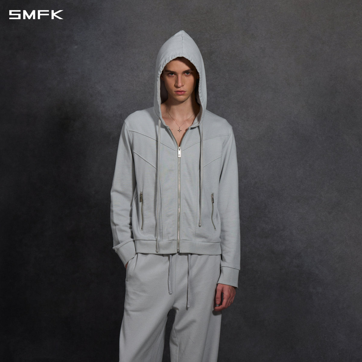 PERMANENT MODE LOOSE SPORTS HOODIE/COTTON/U GLACIER GREY
