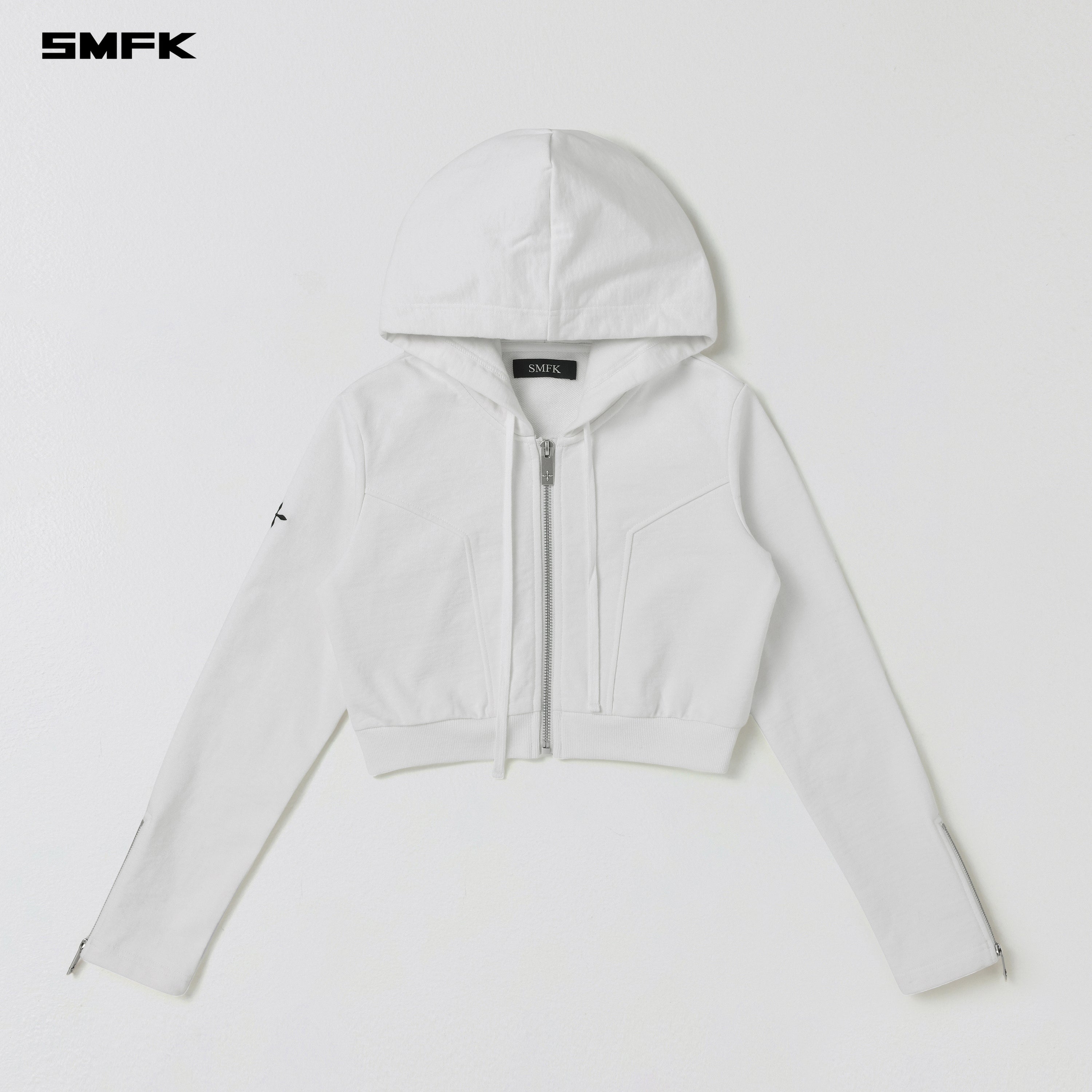 PERMANENT SLIM SHORT HOODIE/COTTON WOOL CLOUD WHITE
