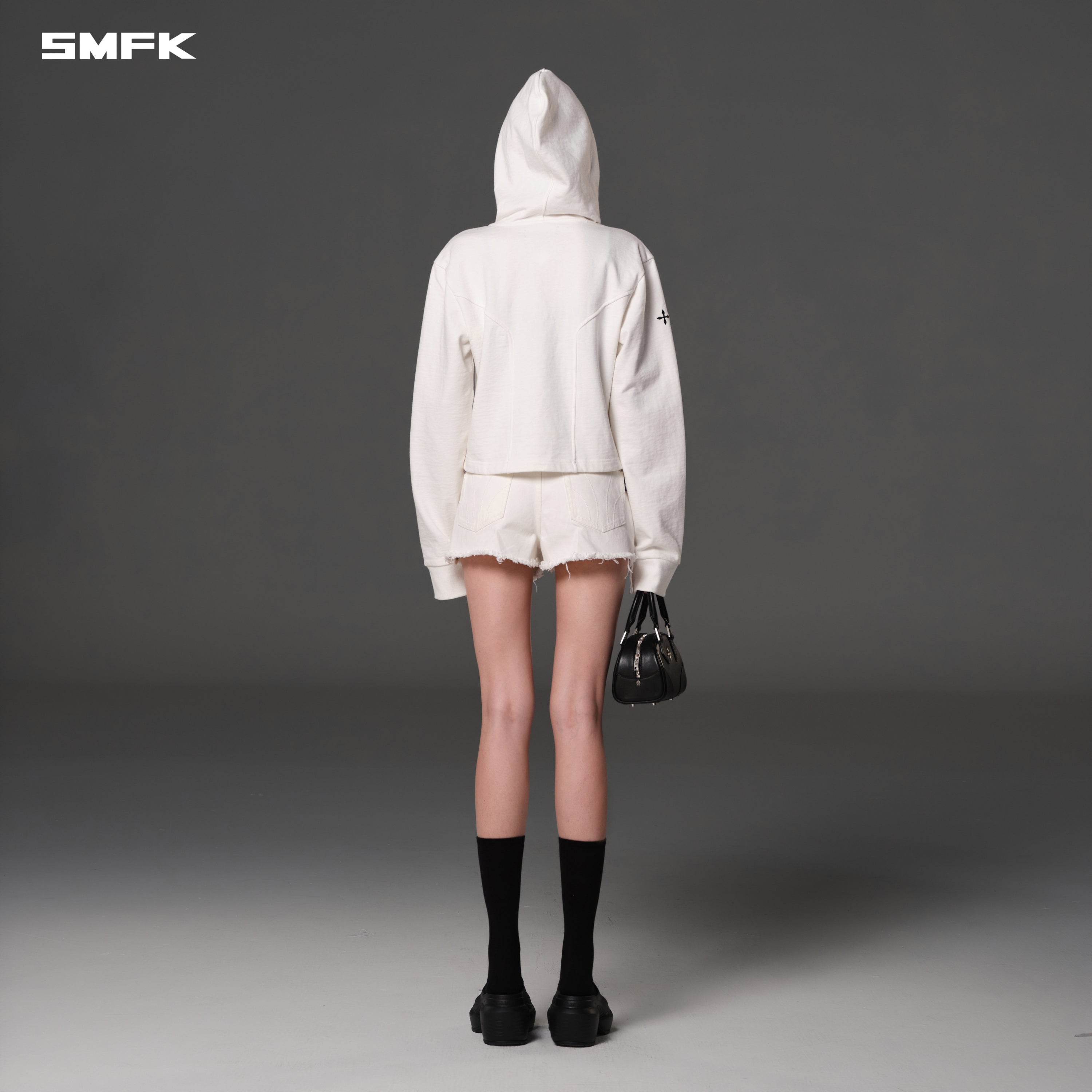 PERMANENT SLIM ZIP HOODIE/COTTON WOOL SILK CLOUD WHITE