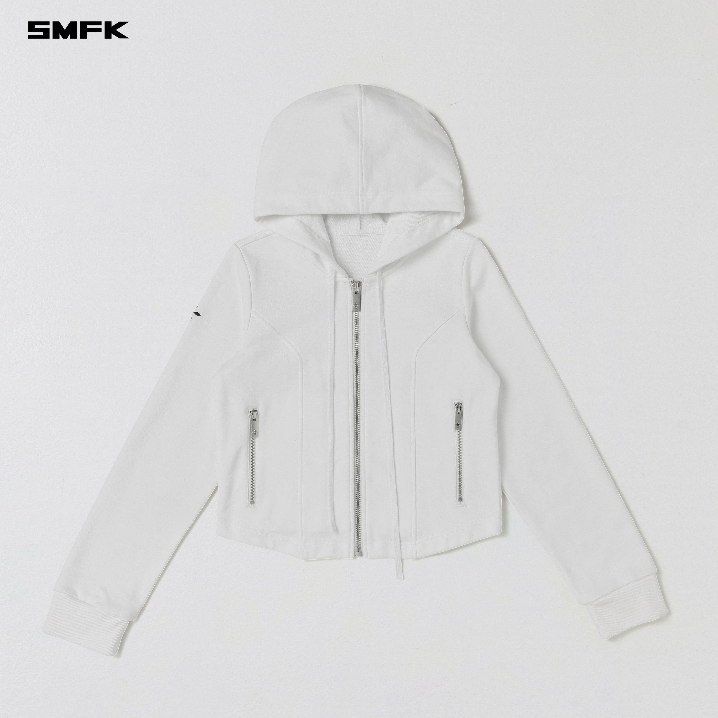 PERMANENT SLIM ZIP HOODIE/COTTON WOOL SILK CLOUD WHITE