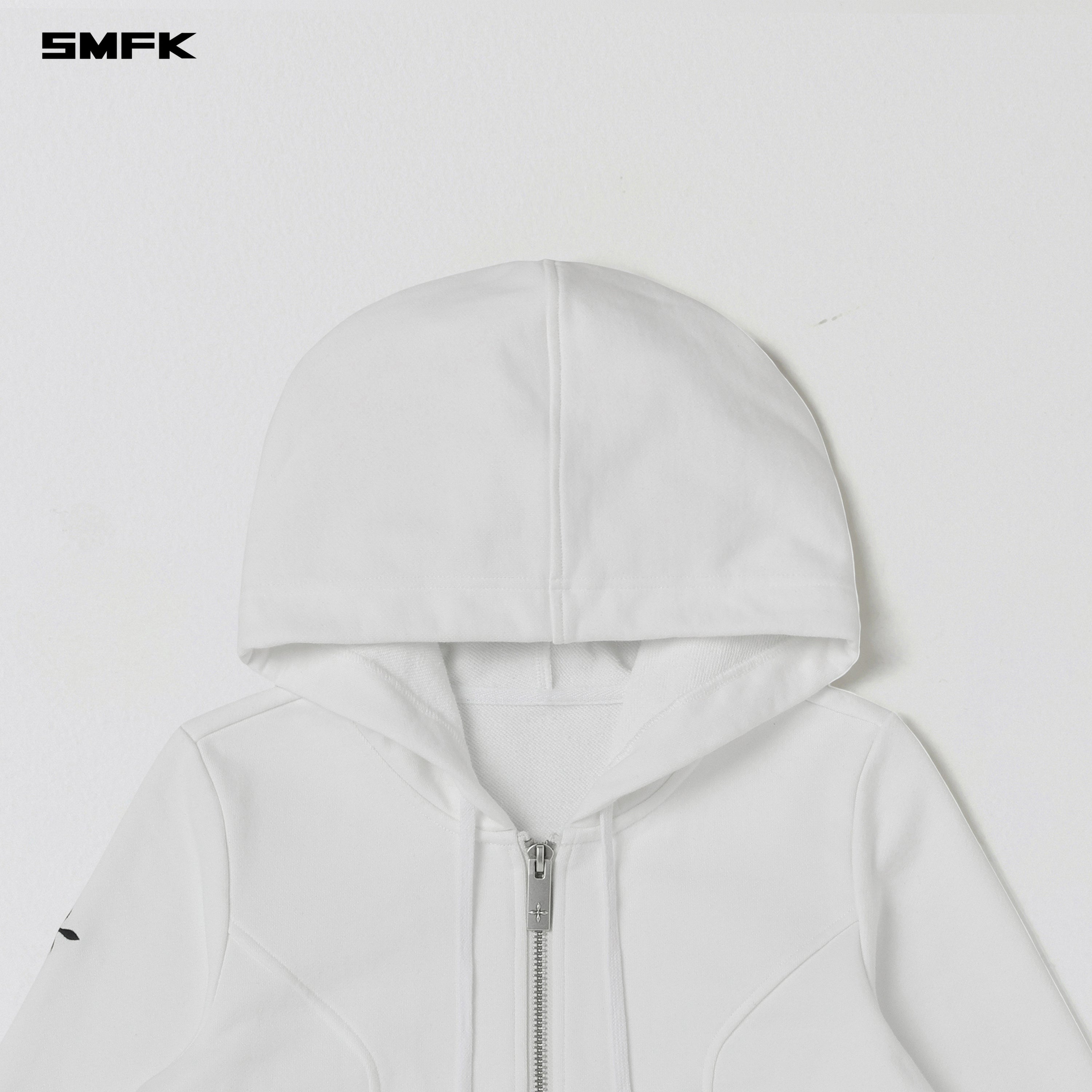 PERMANENT SLIM ZIP HOODIE/COTTON WOOL SILK CLOUD WHITE