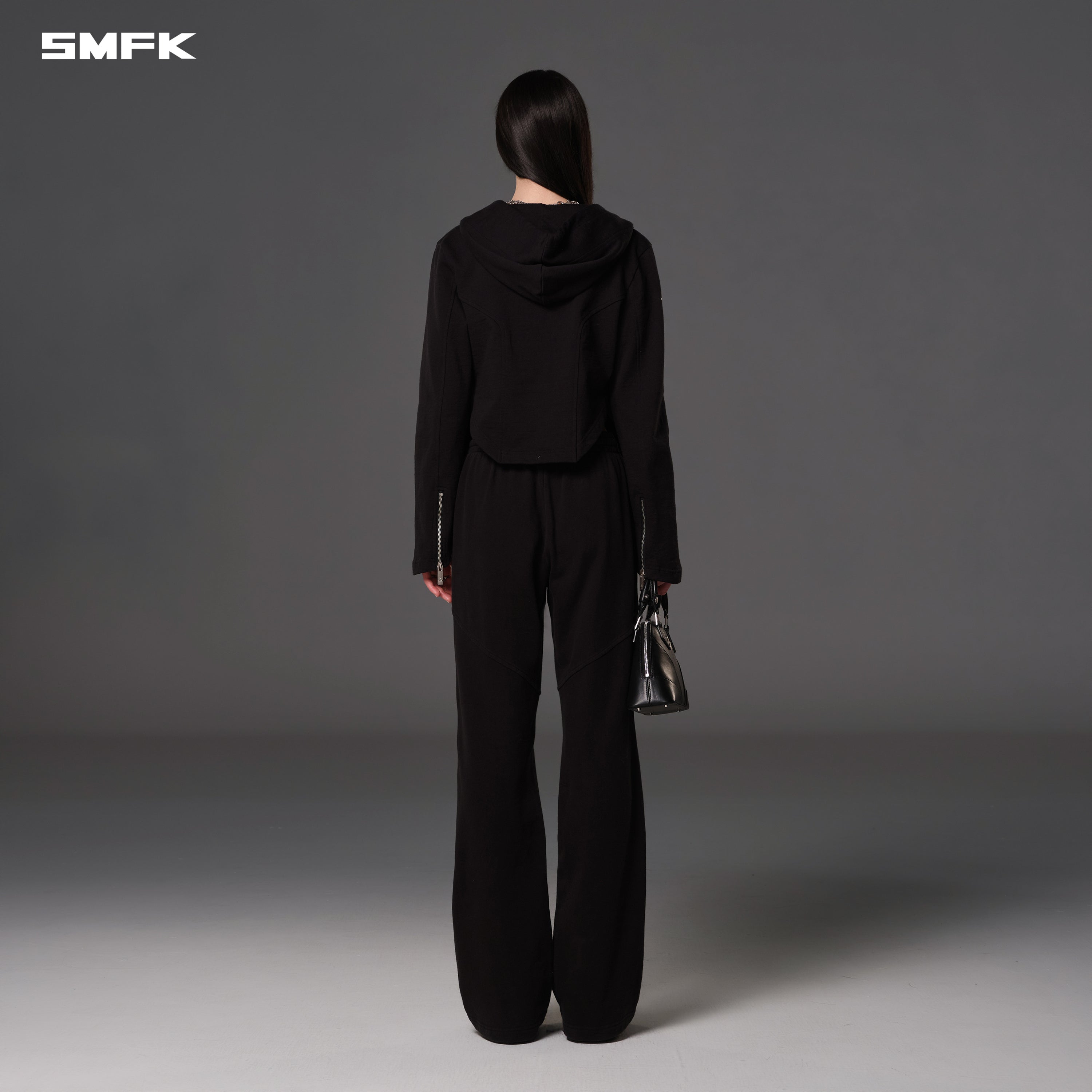 PERMANENT PRISM SLIM HOODIE/COTTON WOOL SILK WILD BLACK