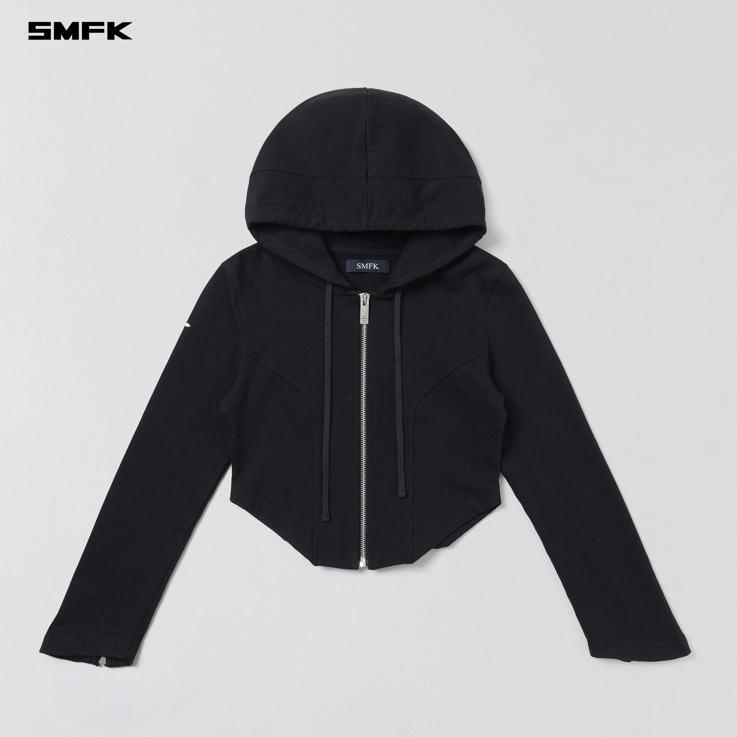 PERMANENT PRISM SLIM HOODIE/COTTON WOOL SILK WILD BLACK