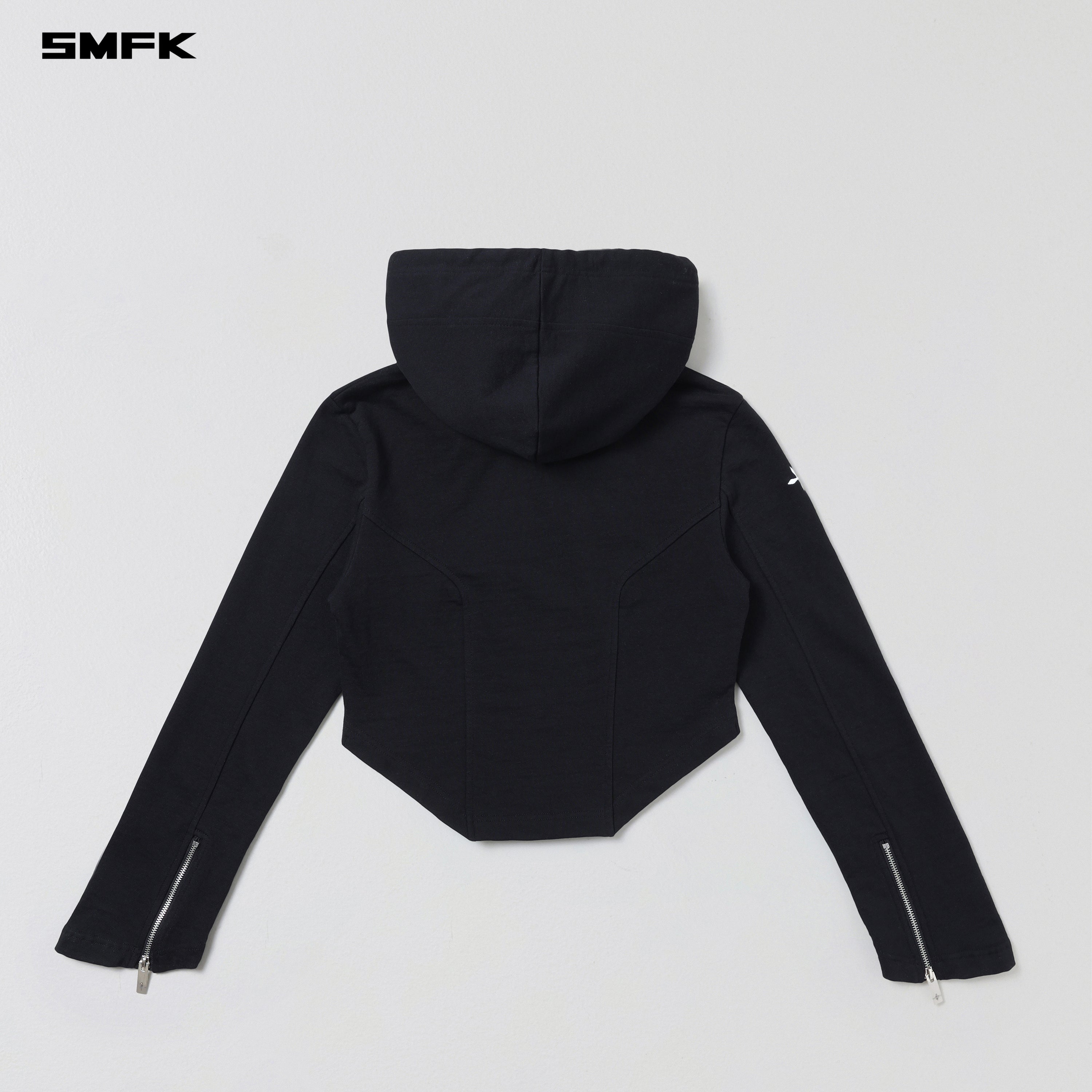 PERMANENT PRISM SLIM HOODIE/COTTON WOOL SILK WILD BLACK