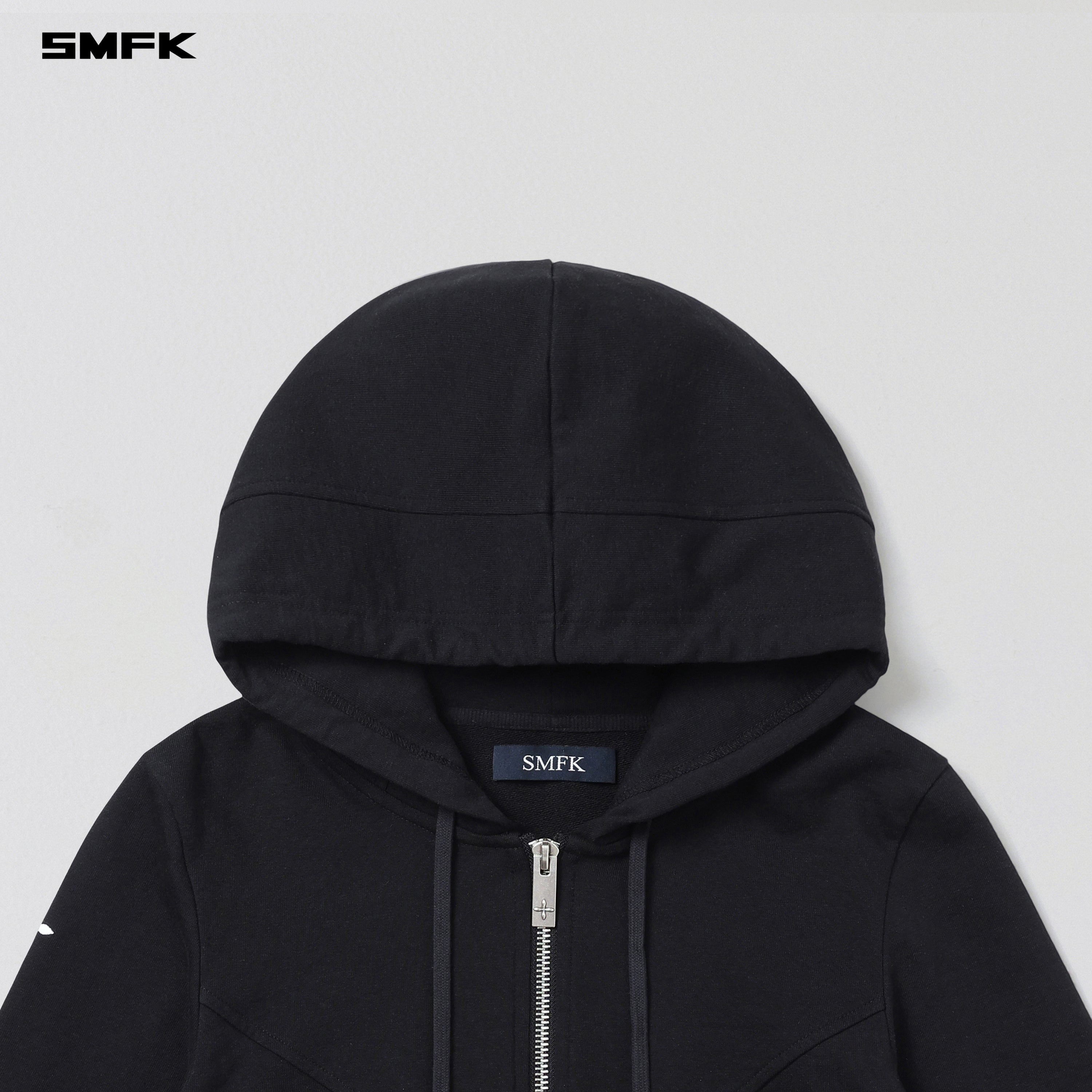 PERMANENT PRISM SLIM HOODIE/COTTON WOOL SILK WILD BLACK