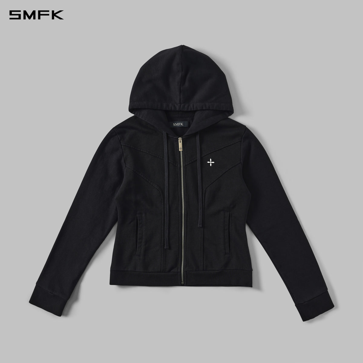 PERMANENT MODE SLIM SPORTS HOODIE/COTTON  WILD BLACK
