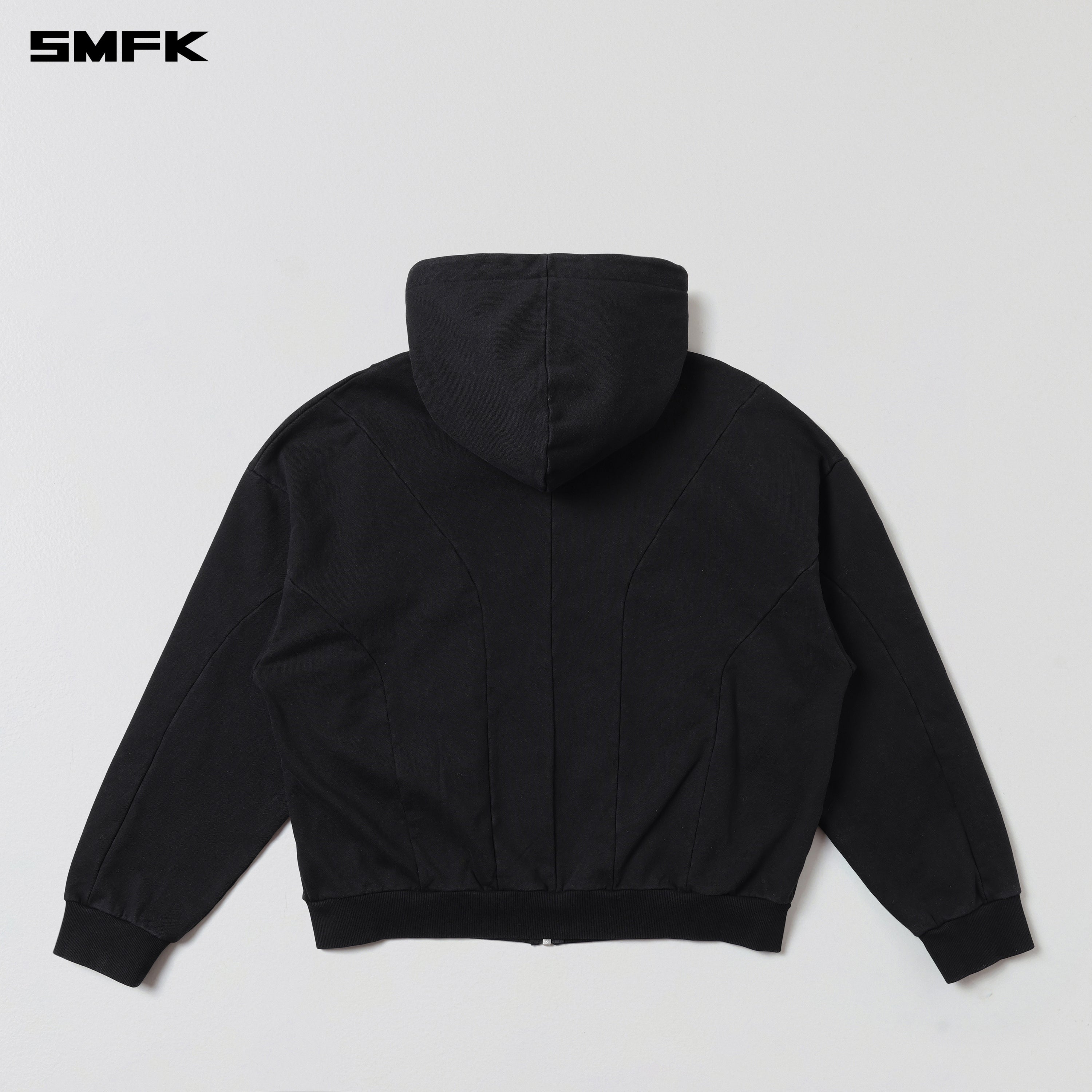 VINTAGE MUSE LOOSE ZIPPER SPORTS HOODIE/COTTON VANISH BLACK