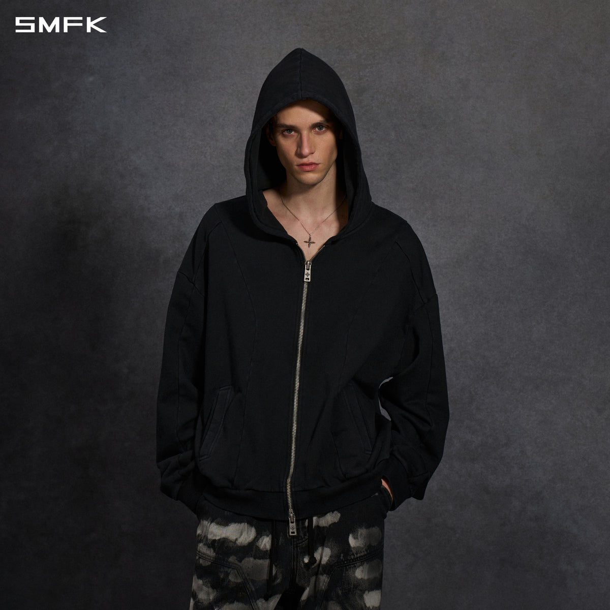 MYTH AEOLUS EVOLVE MASSIVE HOOD JACKET /COLD DYE/U COLD DYE BLACK