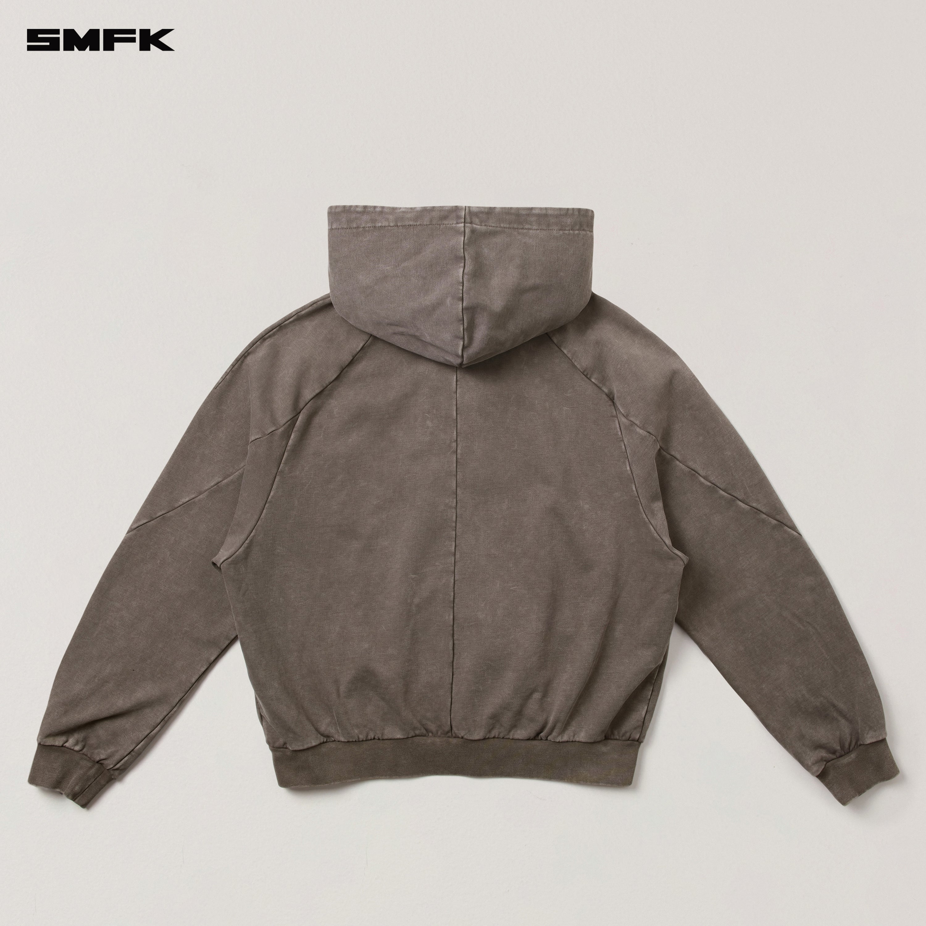 VINTAGE-SAVAGE LOOSE SPORTS ZIP HOODIE/FADE DYE WILD BROWN