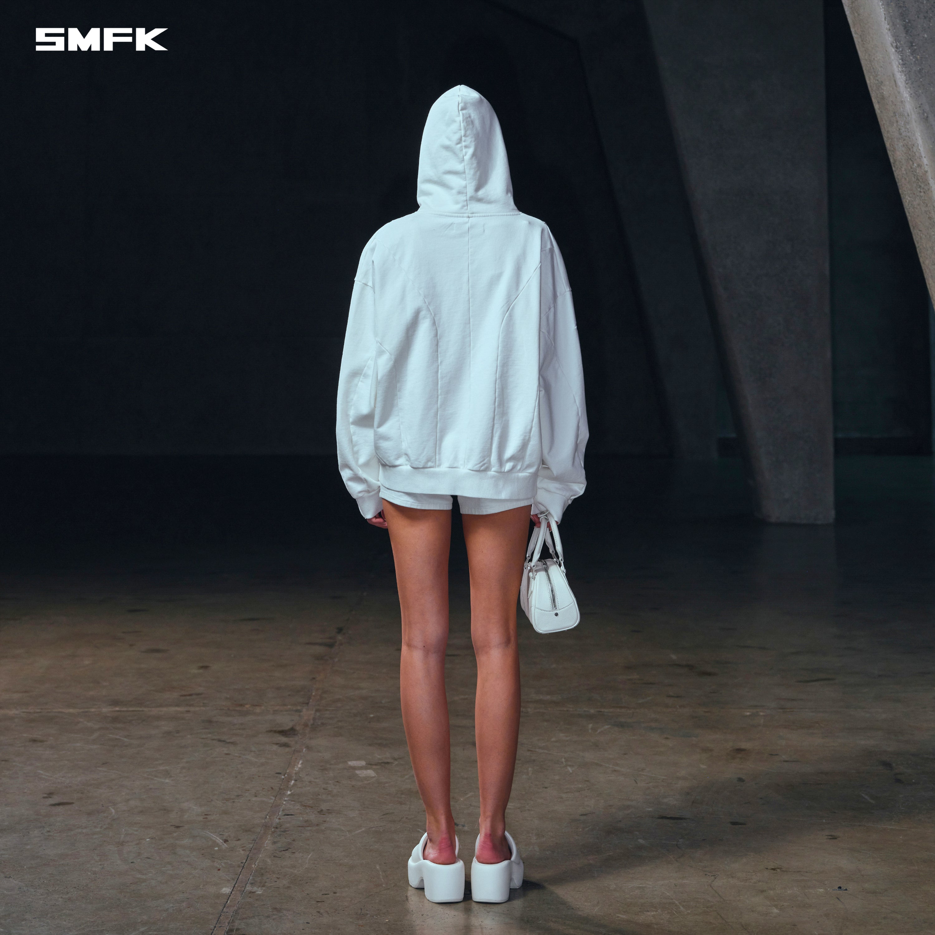 VINTAGE MUSE LOOSE ZIPPER SPORTS HOODIE/COTTON CLOUD WHITE