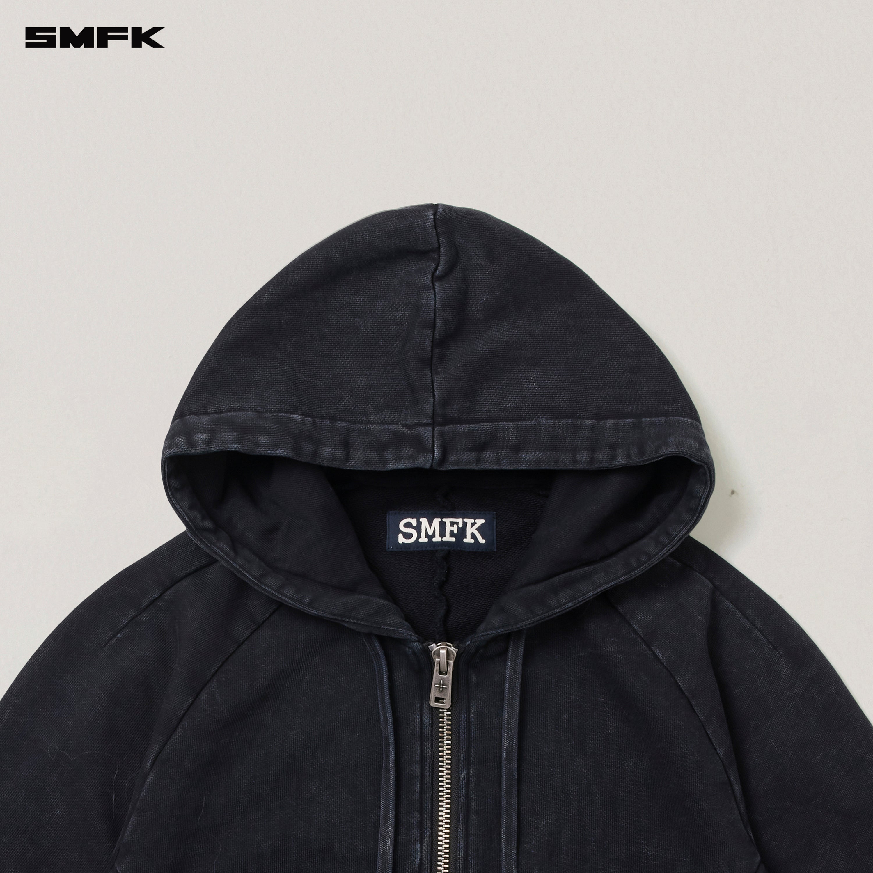 VINTAGE-SAVAGE SPORTS HOODIE/FADE DYE VANISH BLACK
