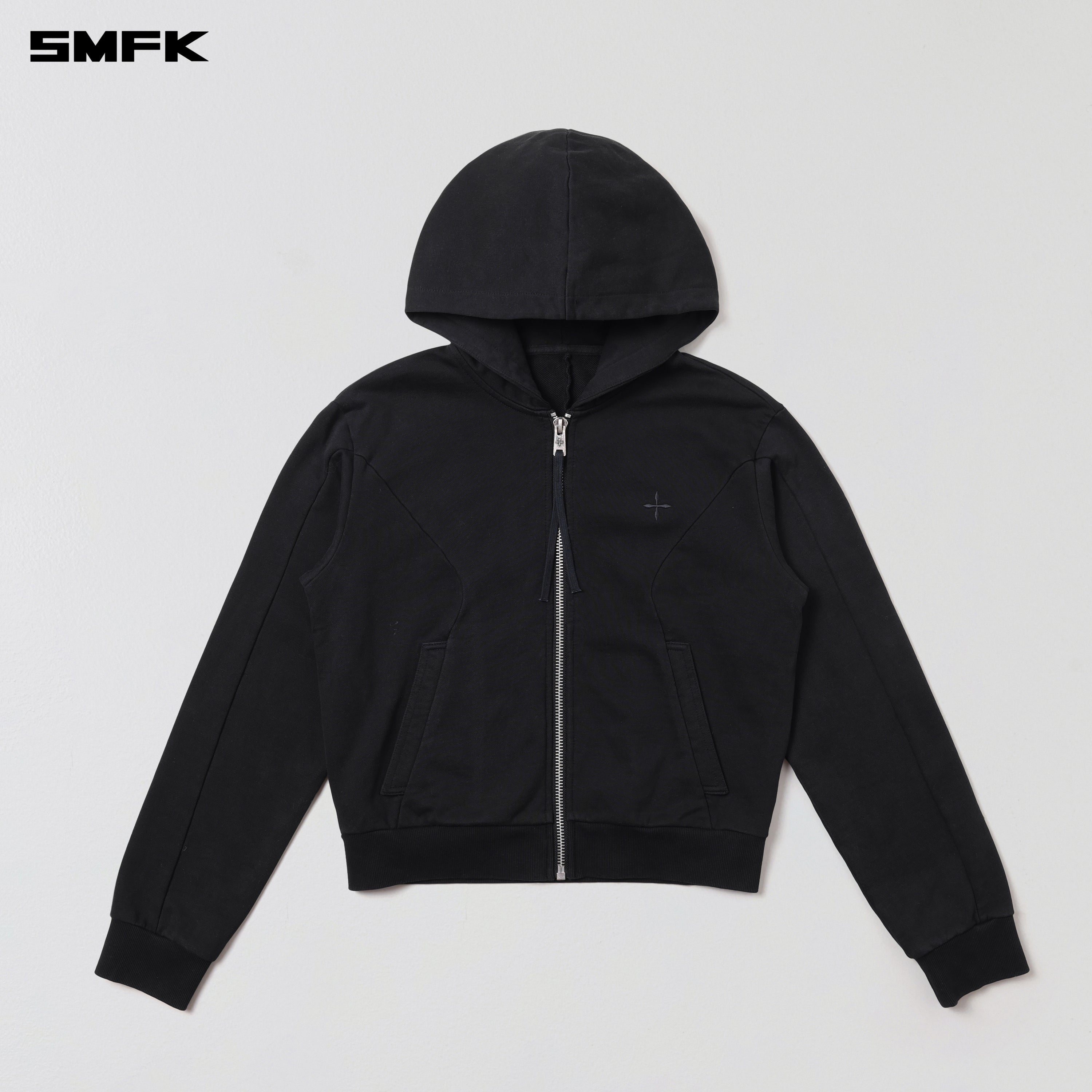 VINTAGE MUSE ZIPPER SPORTS HOODIE/COTTON VANISH BLACK