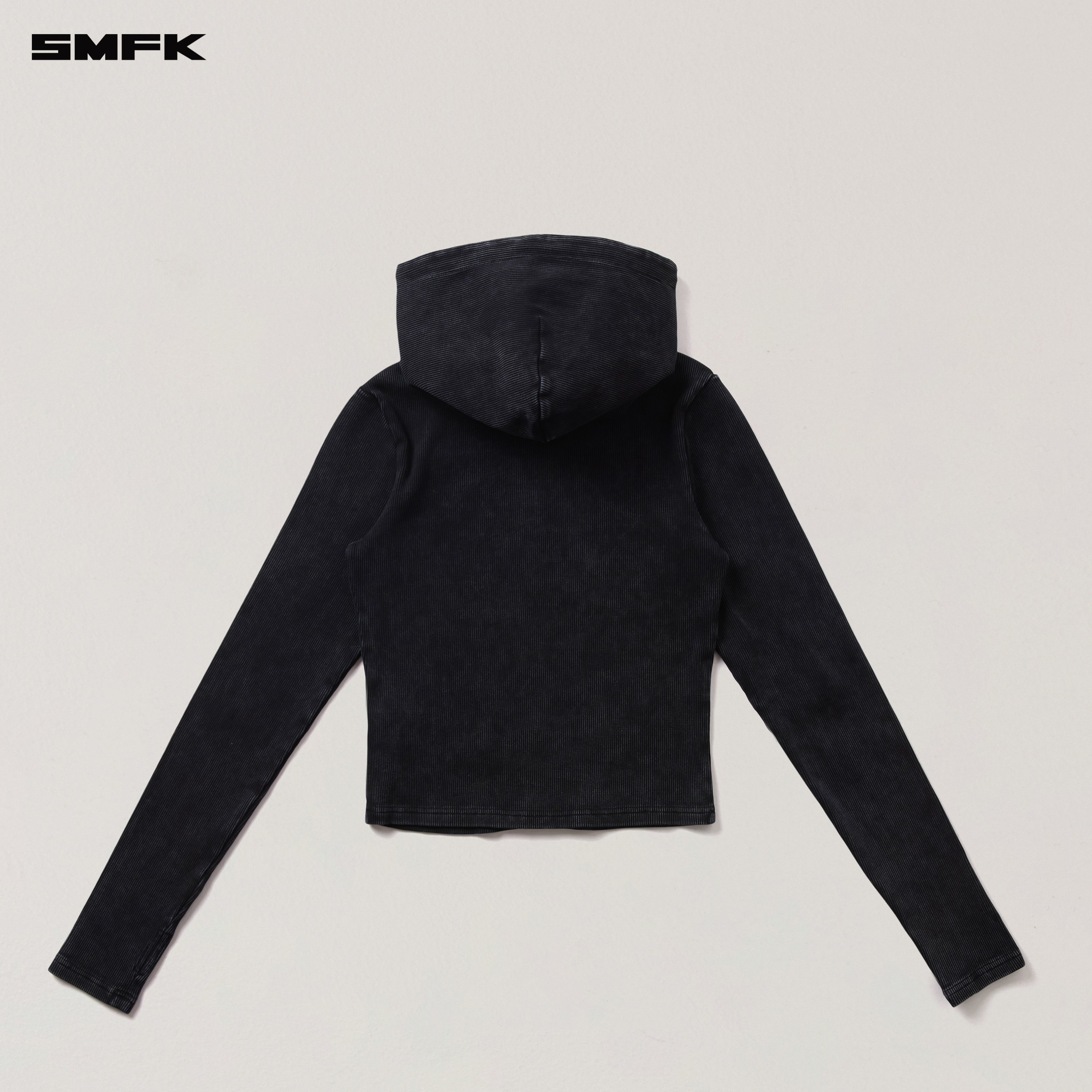 VINTAGE-SAVAGE SLIM SPORTS ZIP HOODIE/FADE DYE VANISH BLACK