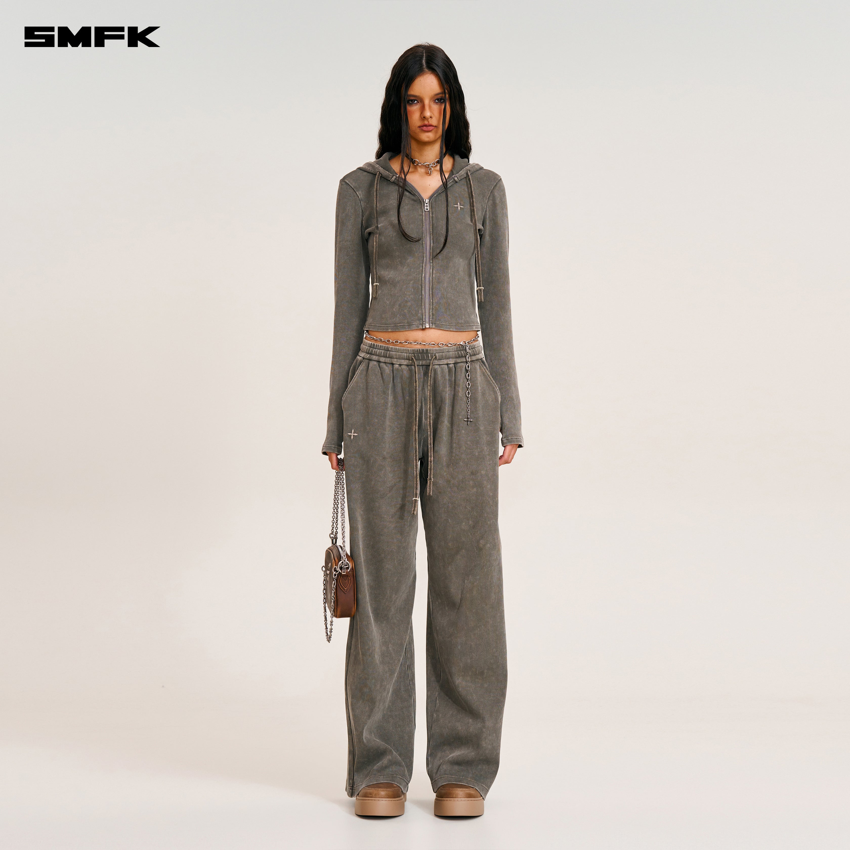 VINTAGE-SAVAGE SLIM SPORTS ZIP HOODIE/FADE DYE VANISH BROWN – SMFK